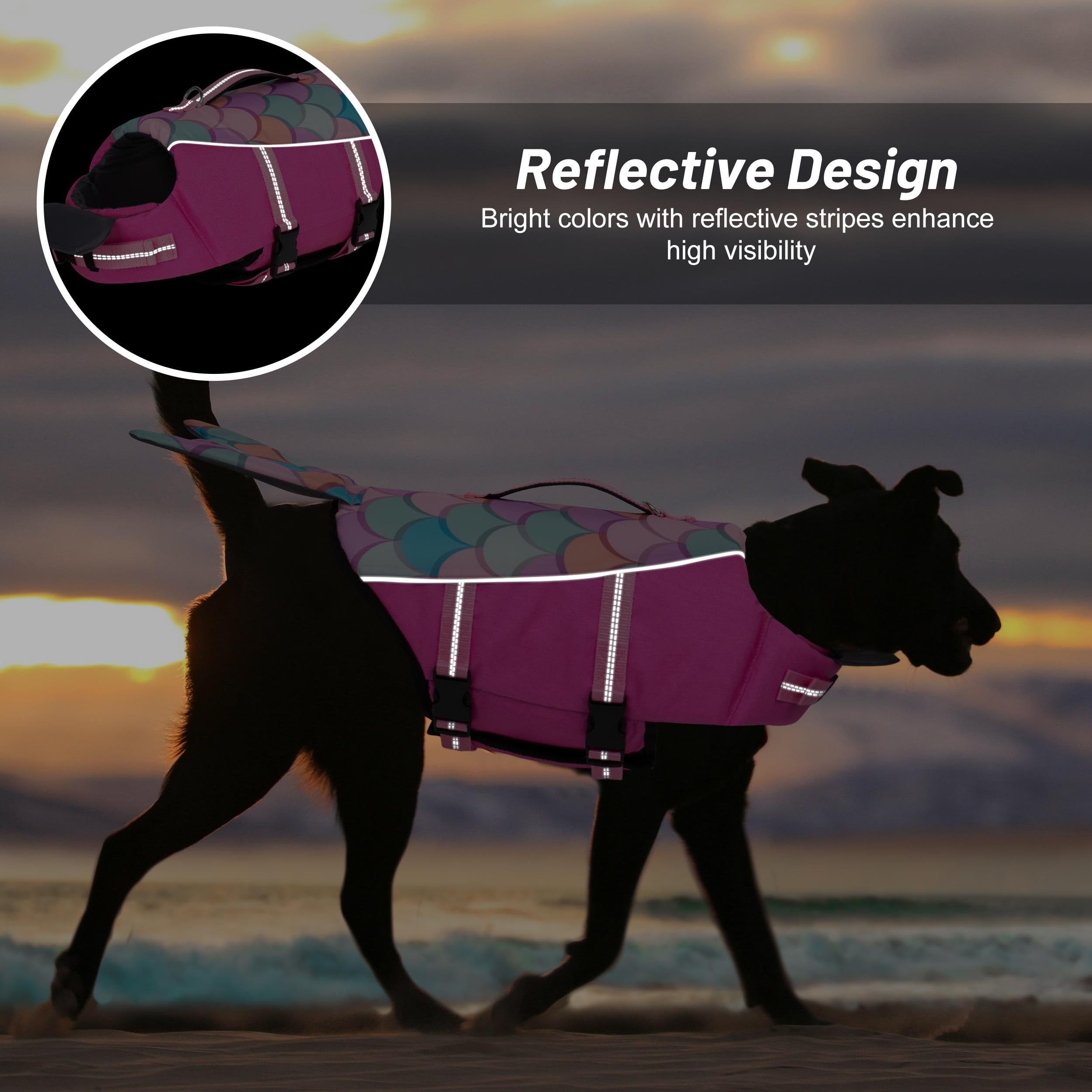 Cyeollo Dog Life Jacket Mermaid Safety Dog Vest With Rescue Handle For Swimming Boating Dogs Life Jacket For Small Dogs
