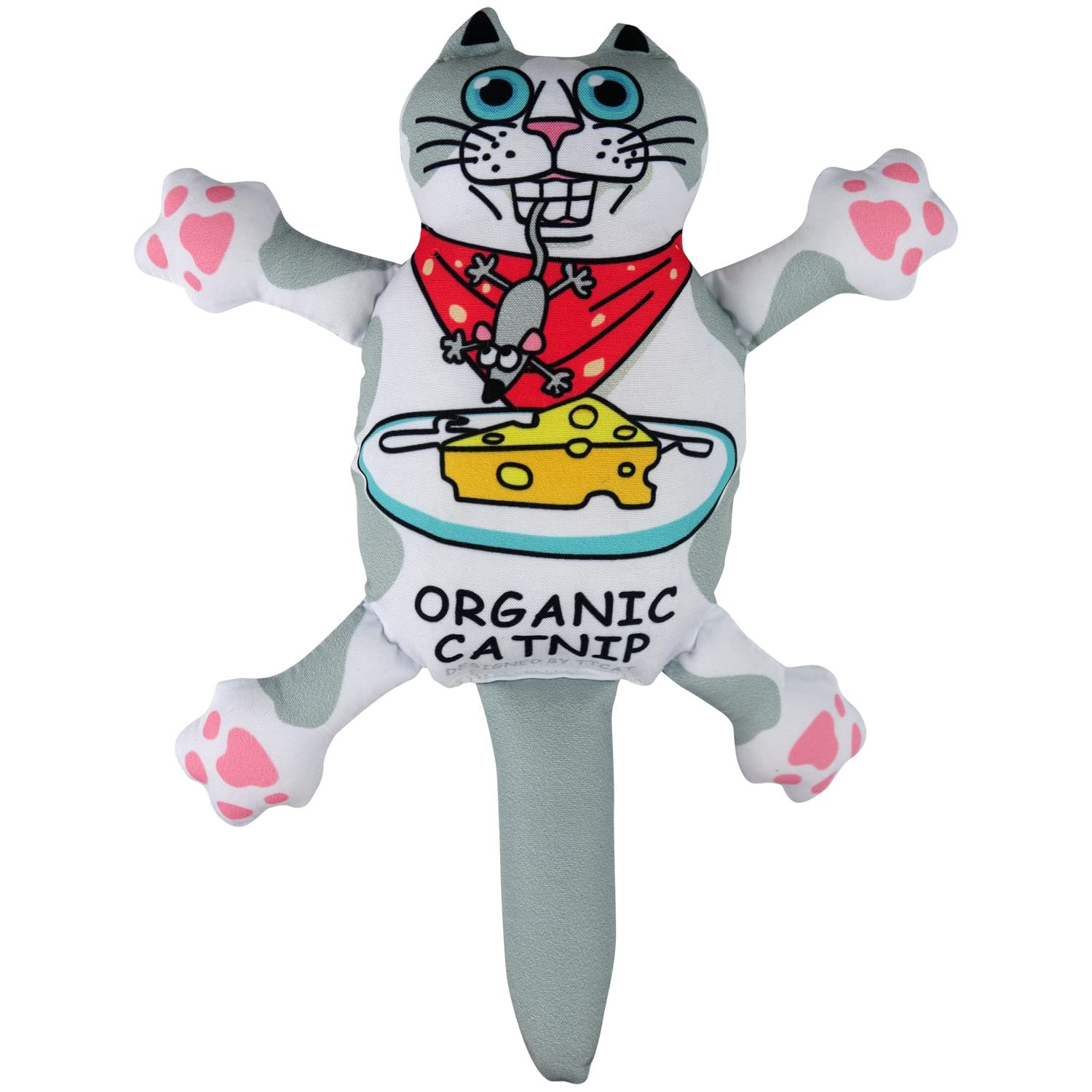 TTcat Organic Catnip Pillow for Indoor Cat and Kitten,Cat Crinkle Kicker Toy Chew Toy,White