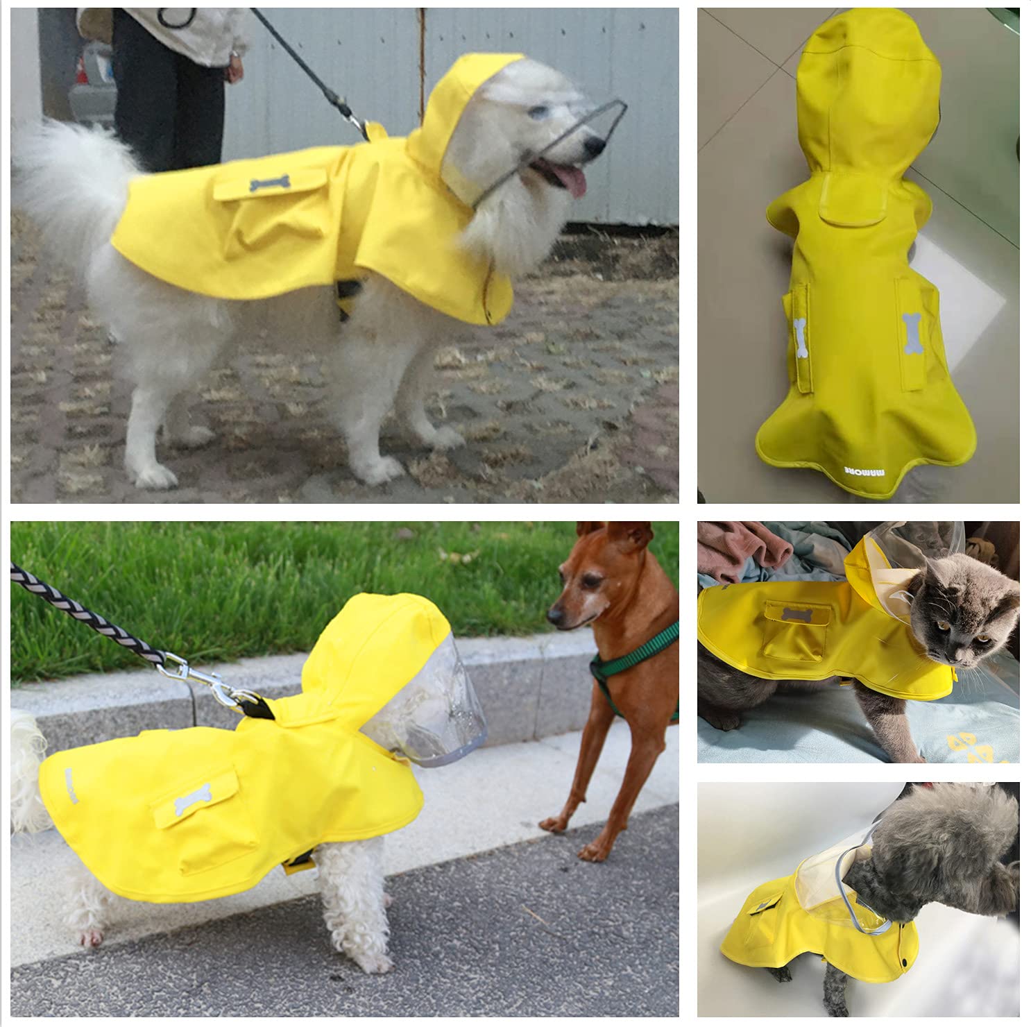 Waterproof Dog Raincoat, Adjustable Reflective Lightweight Pet Rain Clothes With Poncho Hood (Yellow, Xx-Large)