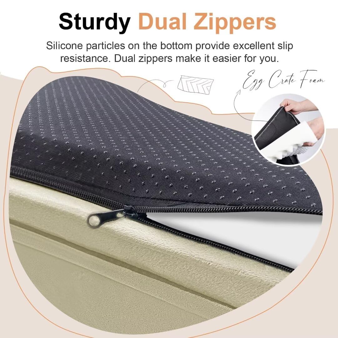 Large Dog Bed Orthopedic Washable: Jumbo Dog Bed Bolster Extra Large Dogs Egg Crate Foam Sofa Couch Waterproof Removable Cover - Beige