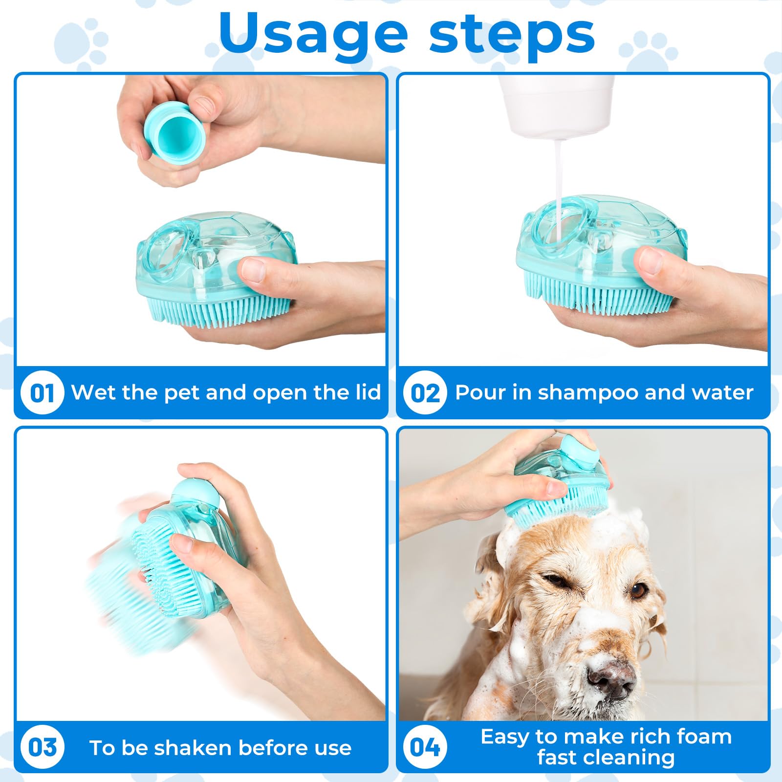 Idqquqq 2Pcs Dog Glove And Dog Shampoo Brush, Dog Bath Brush That Can Add Dog Shampoo, Dog Bath Supplies Dog And Cat Bath Set