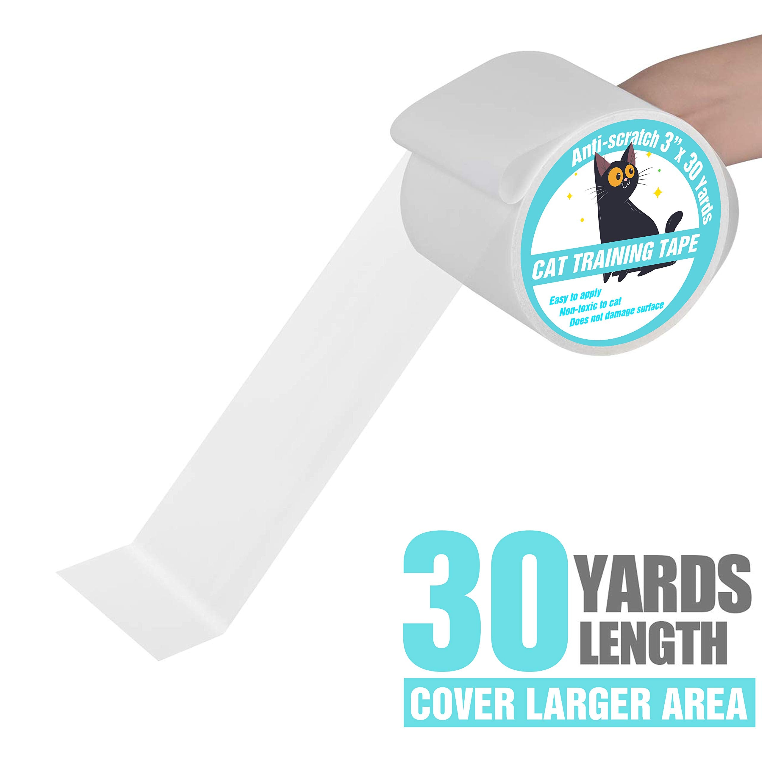 Polarduck Anti Cat Scratch Tape, 3 Inches X 30 Yards Cat Training Tape, 100% Transparent Clear Double Sided Cat Scratch Deterrent Tape, Furniture Protector For Couch, Carpet, Doors, Pet & Kid Safe