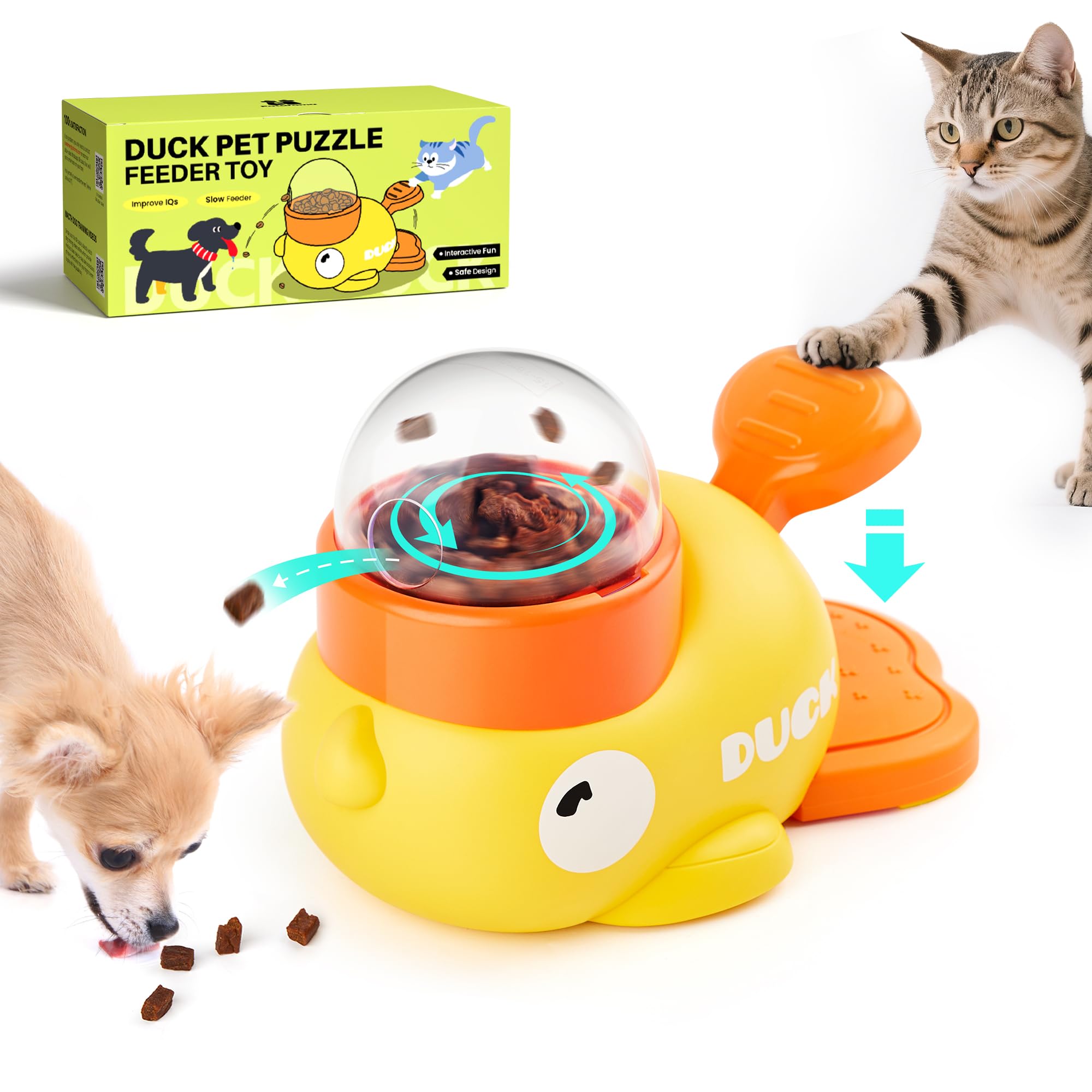 Potaroma Cat Puzzle Treat Dispenser, Interactive Duck-Shaped Enrichment Toy for Cats and Small Dogs, IQ Training and Exercise 8.