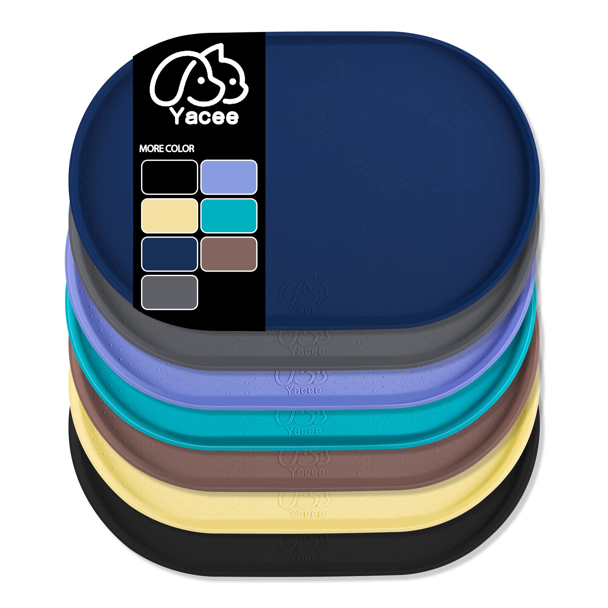 Yacee Silicone Dog Food Mat Waterproof, Easy Clean in Dishwasher, Pet and Cat Mats 0.5 Raised Edges, Placemat Tray to Stop Food 