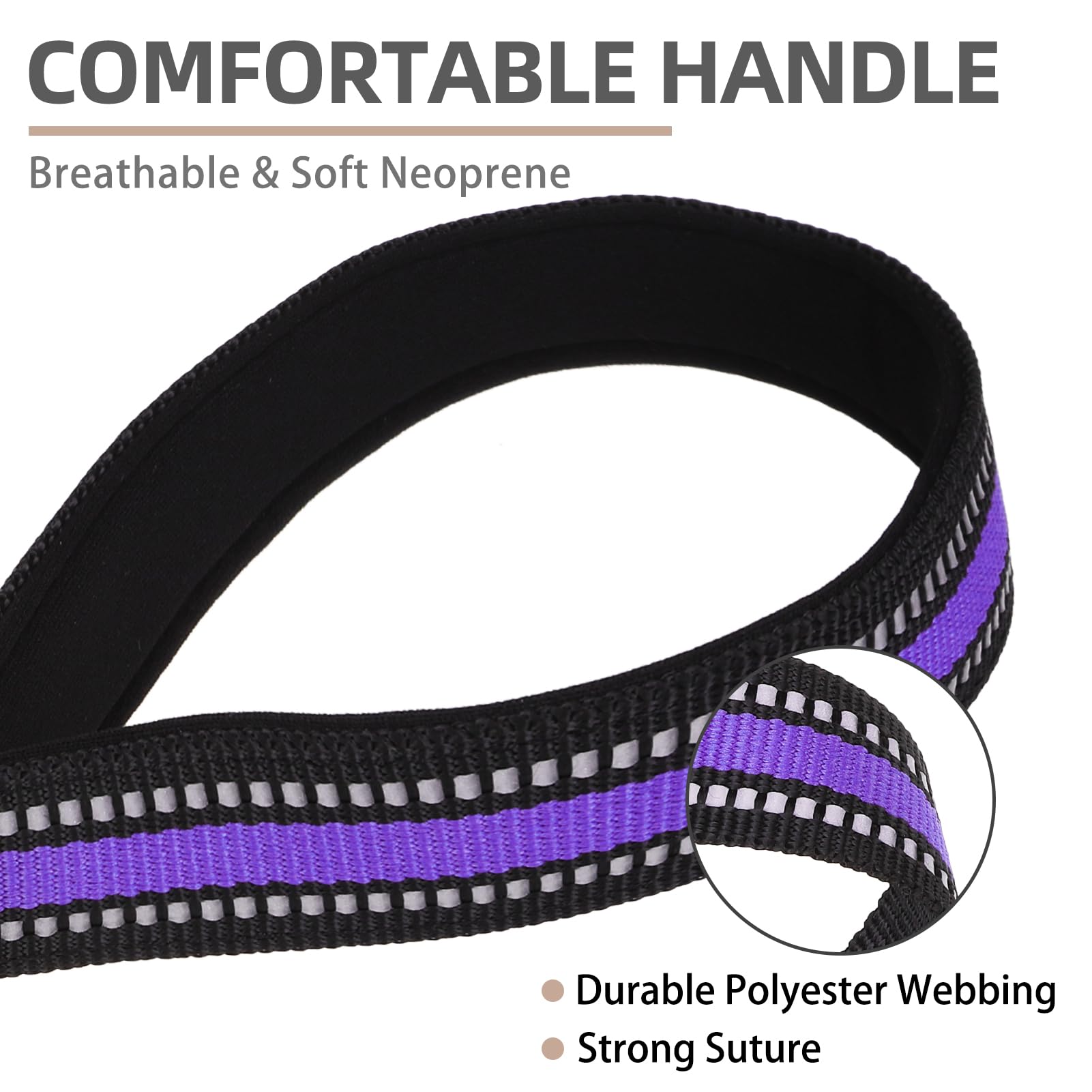 Pupteck Reflective Short Dog Leashes - 3 Packs 2.5Ft/ 1.5Ft/ 1Ft Nylon Leash With Strong Clip, Soft Padded Handle, Durable Train