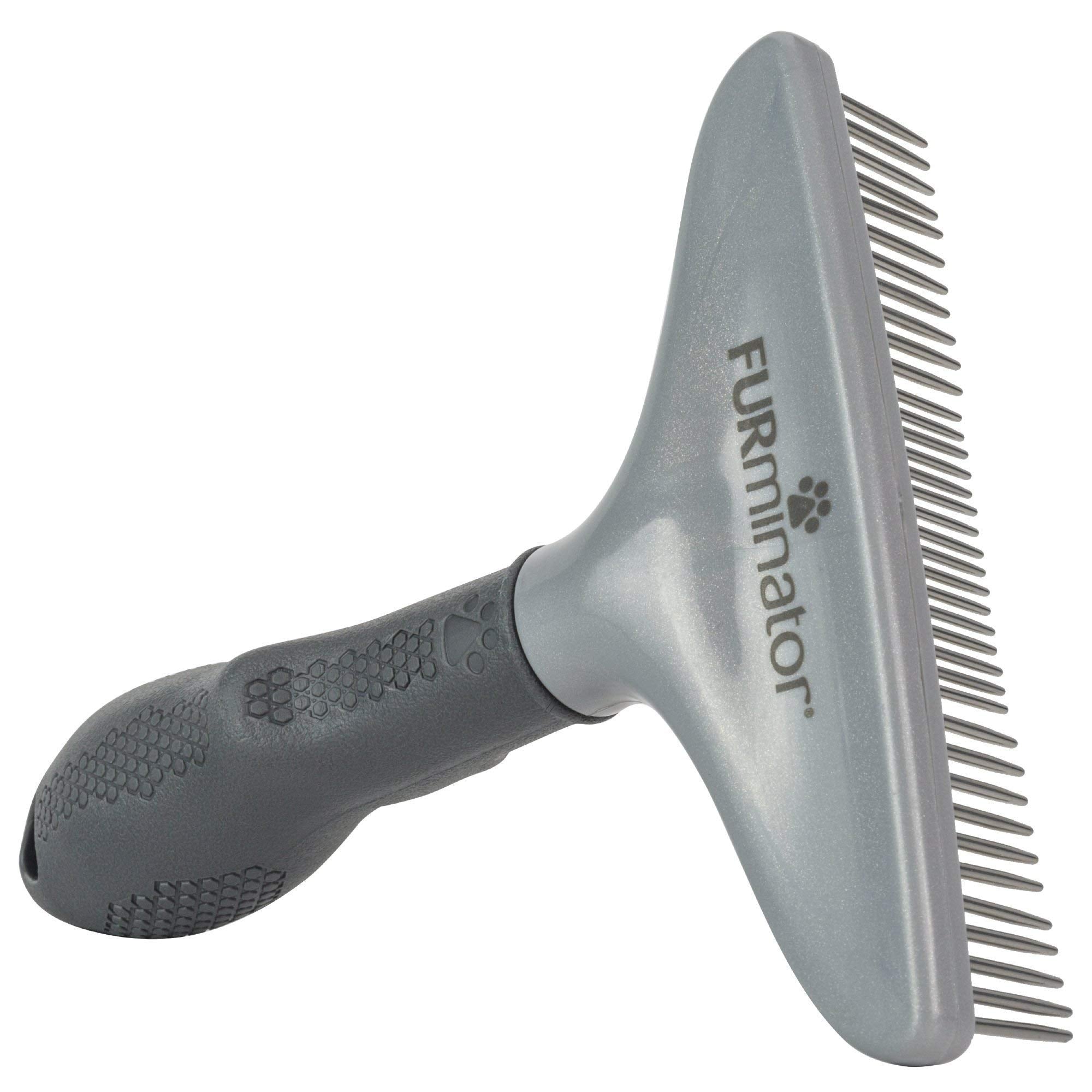 Furminator Dog/Cat Grooming Rake, Grooming Tool, Removes Loose Hair And Tangles, Gray