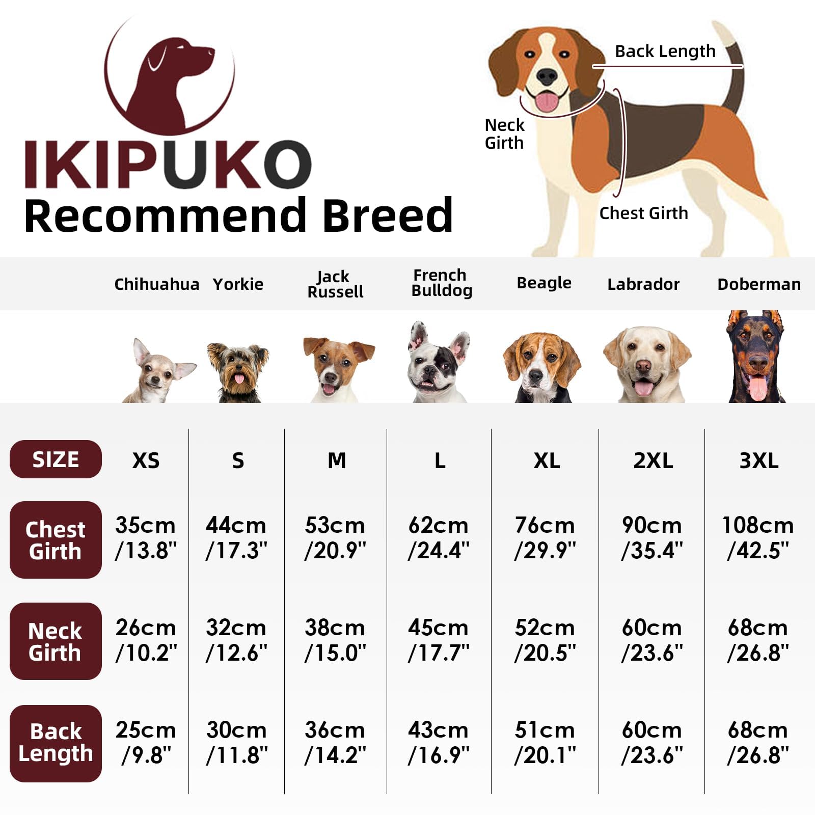 IKIPUKO Dog Coat Dog Winter Jacke- XX Large, Warm Zip Up Snowsuit Dog Harness Vest Reflective Water-Resistant Dog Coat Dog Snow