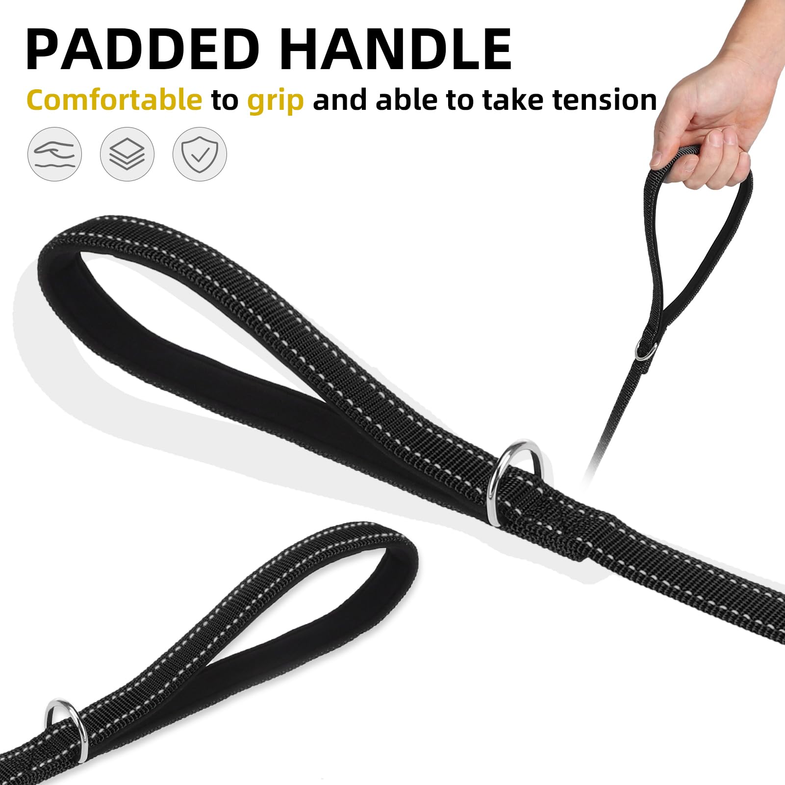 Pupteck Reflective Short Dog Leash With Comfortable Padded Handle Durable Nylon Dog Lead For Small Medium And Large Dogs Cats Wa