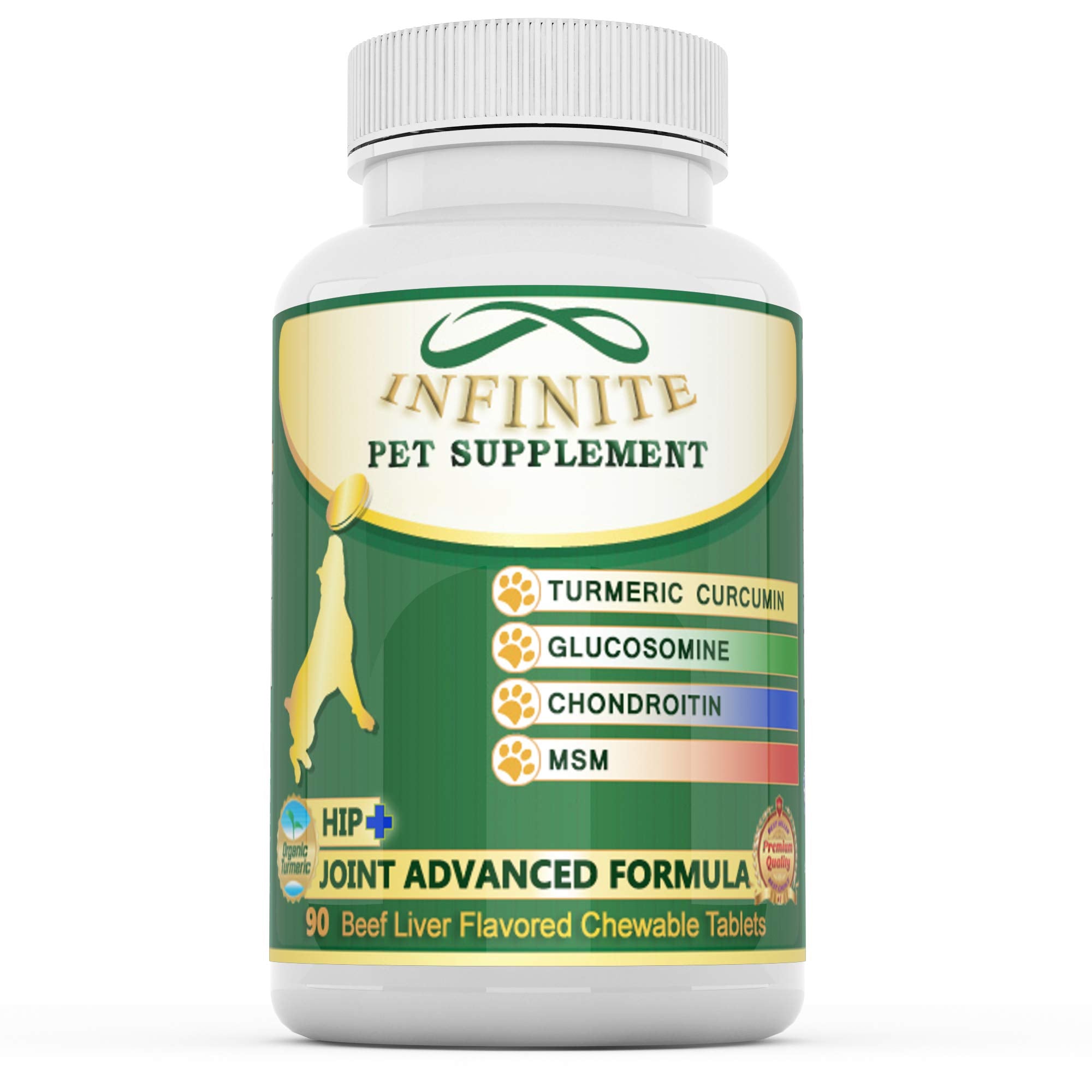 All-Natural Hip & Joint Supplement for Dogs - with Glucosamine, Chondroitin, MSM, and Organic Turmeric - Improves Mobility and E