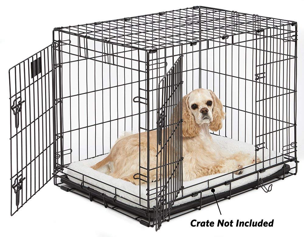 Midwest Homes For Pets Bolster Dog Bed 30L-Inch White Fleece Dog Bed W/ Comfortable Bolster | Ideal For Medium Dog Breeds & Fits A 30-Inch Dog Crate | Easy Maintenance Machine Wash & Dry