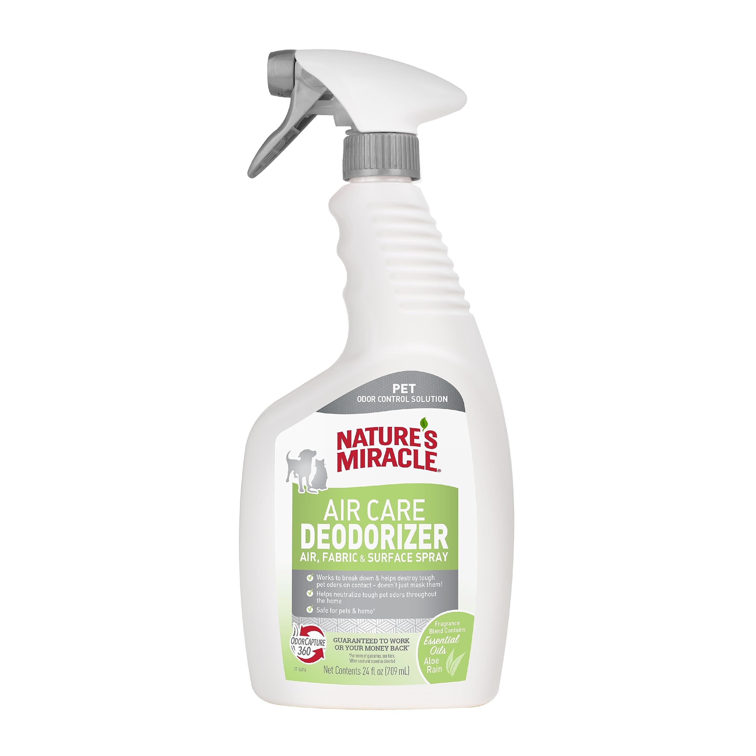Nature'S Miracle Air Care, Fabric And Surface Spray Aloe Rain Scent Pet Odor Eliminator Deodorizer, 24 Fl. Oz.