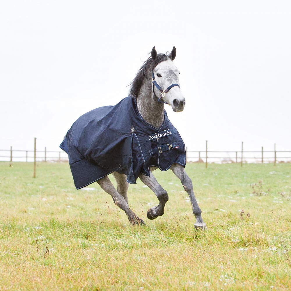 Horze Avalanche 1200D Ripstop High Neck Heavy Weight Waterproof Horse Turnout Blanket (300G Fill) - Peacoat Dark Blue - 78 In
