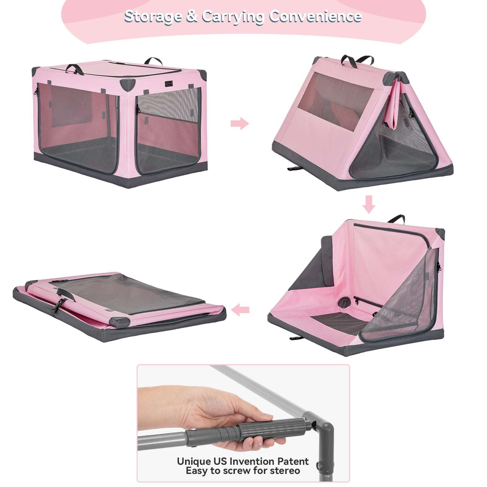 Petsfit Soft Sided Dog Crate, With Patented Adjustable Fabric Cover, Chewproof & Lockable Mesh Doors, Waterproof Base Collapsibl