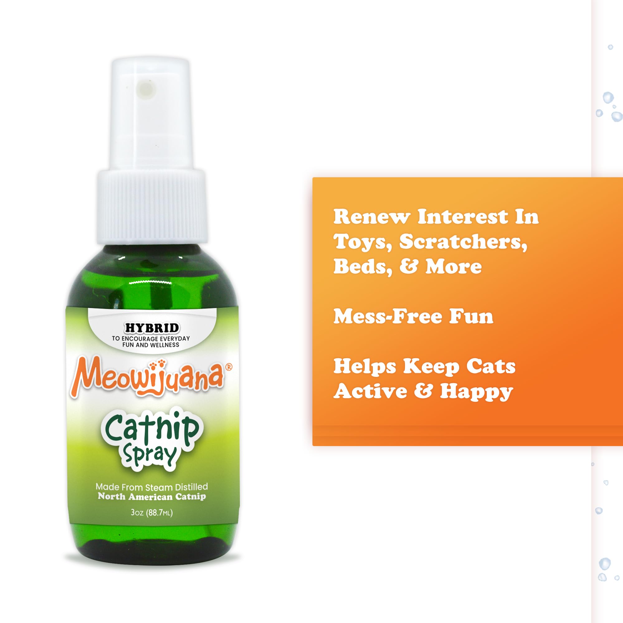 Meowijuana Premium Catnip Spray - 3 oz. | High Potency Formula | Natural Formula for Pet Owners & Multi-Cat Households | Enhance