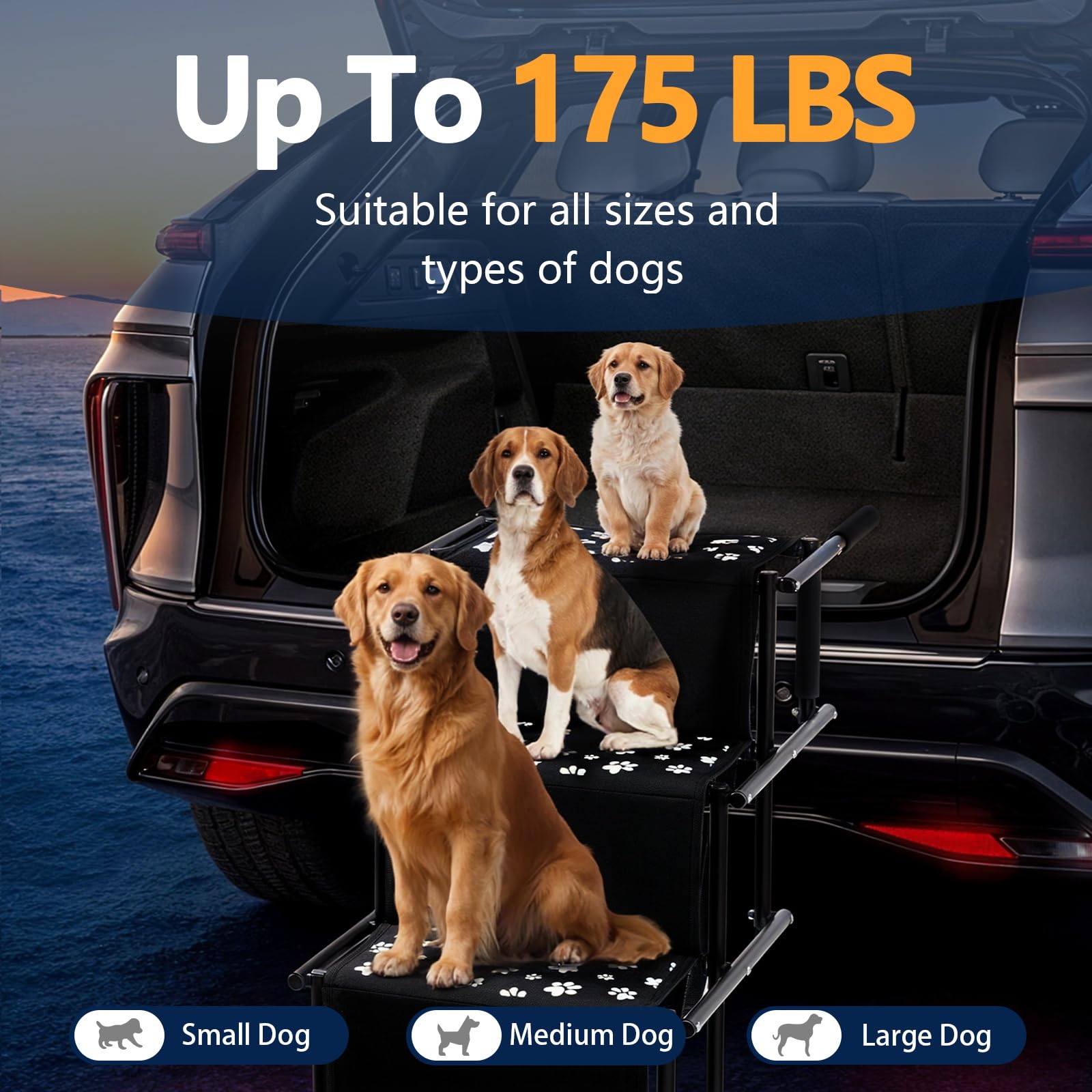 Sepnine Dog Car Stair For Car, Foldable Dog Ramp For Large Dogs