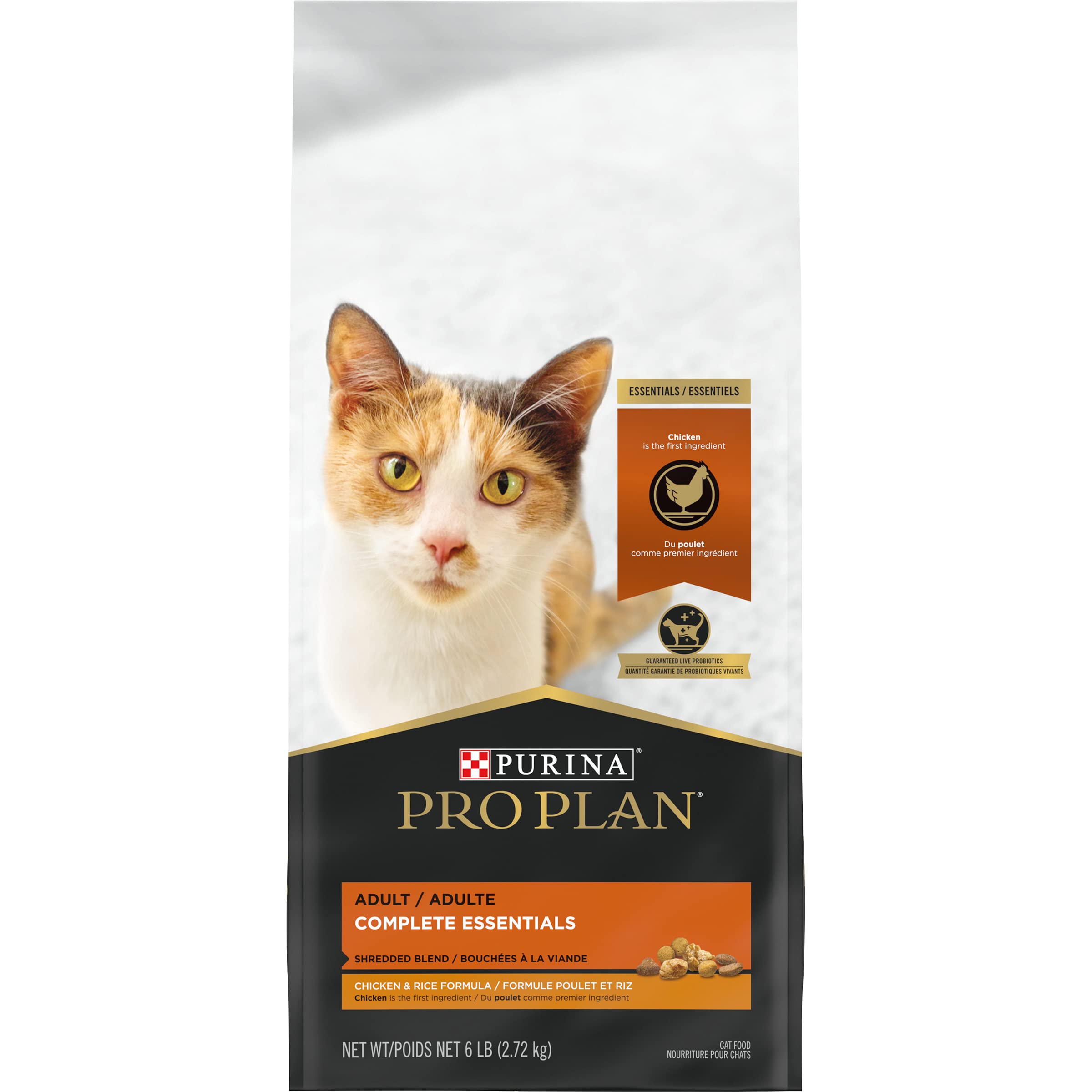 Purina Pro Plan Complete Essentials Shredded Blend Chicken and Rice Formula Adult High Protein Cat Food - 6 lb. Bag