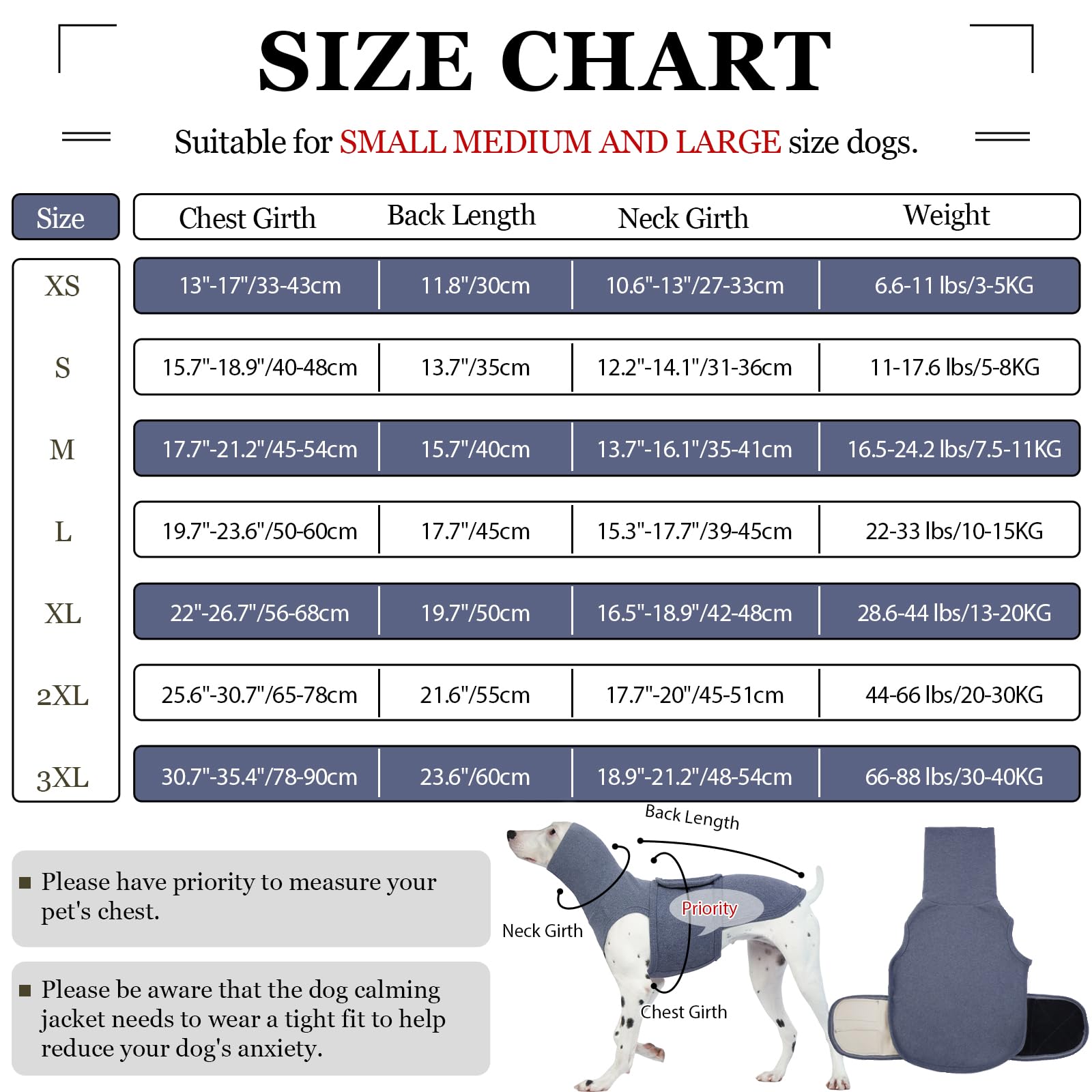 Rozkitch Dog Anxiety Vest Calming Jacket With Hoodie Soft Dog Ears Cover, Warm Coat With Ear Wrap For Fireworks Travel Vet Visit