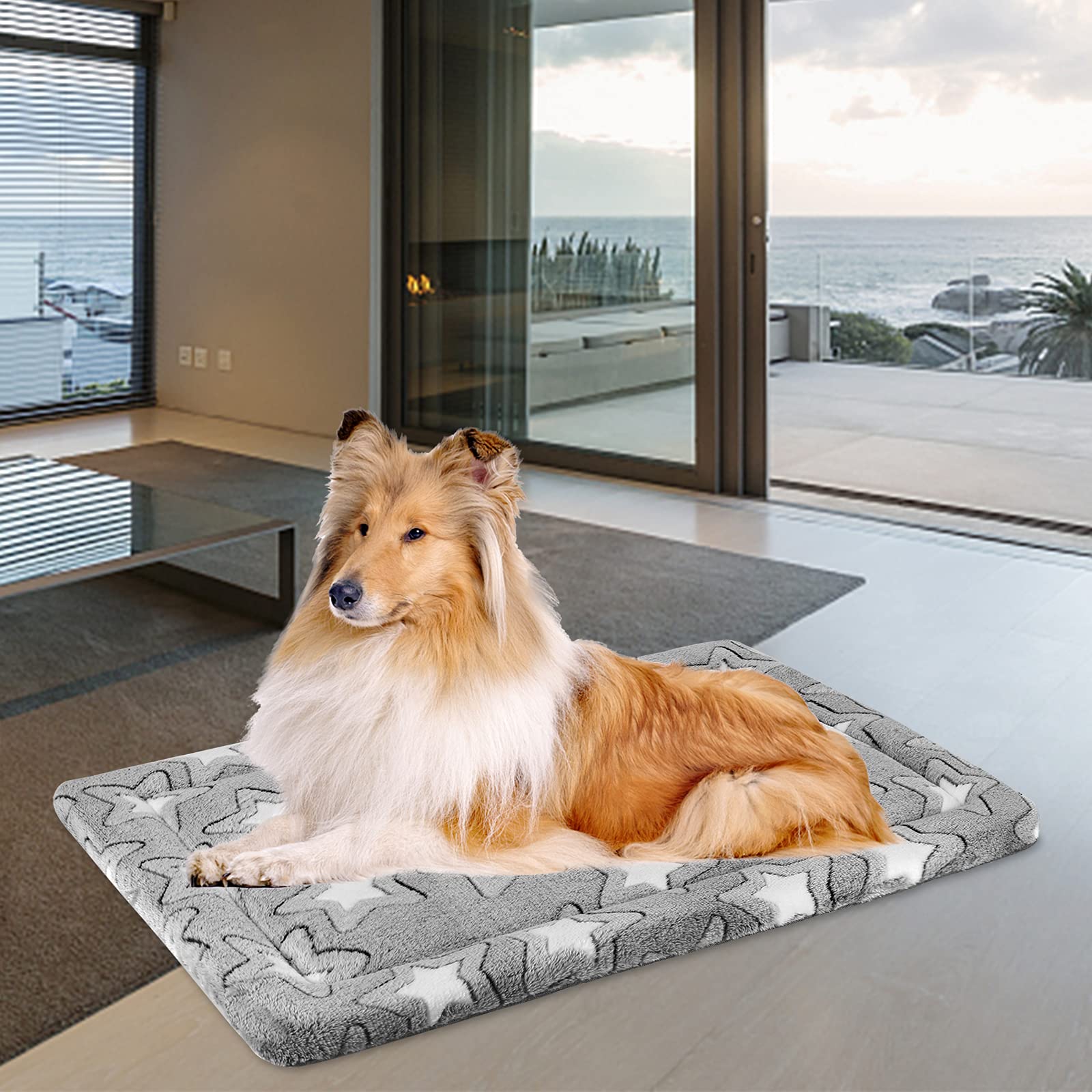 EMPSIGN Fancy Dog Bed Mat, Pet Bed Pad Reversible (Cool & Warm), Machine Washable Crate Pad, Pet Sleeping Mat for Small to XXX-L