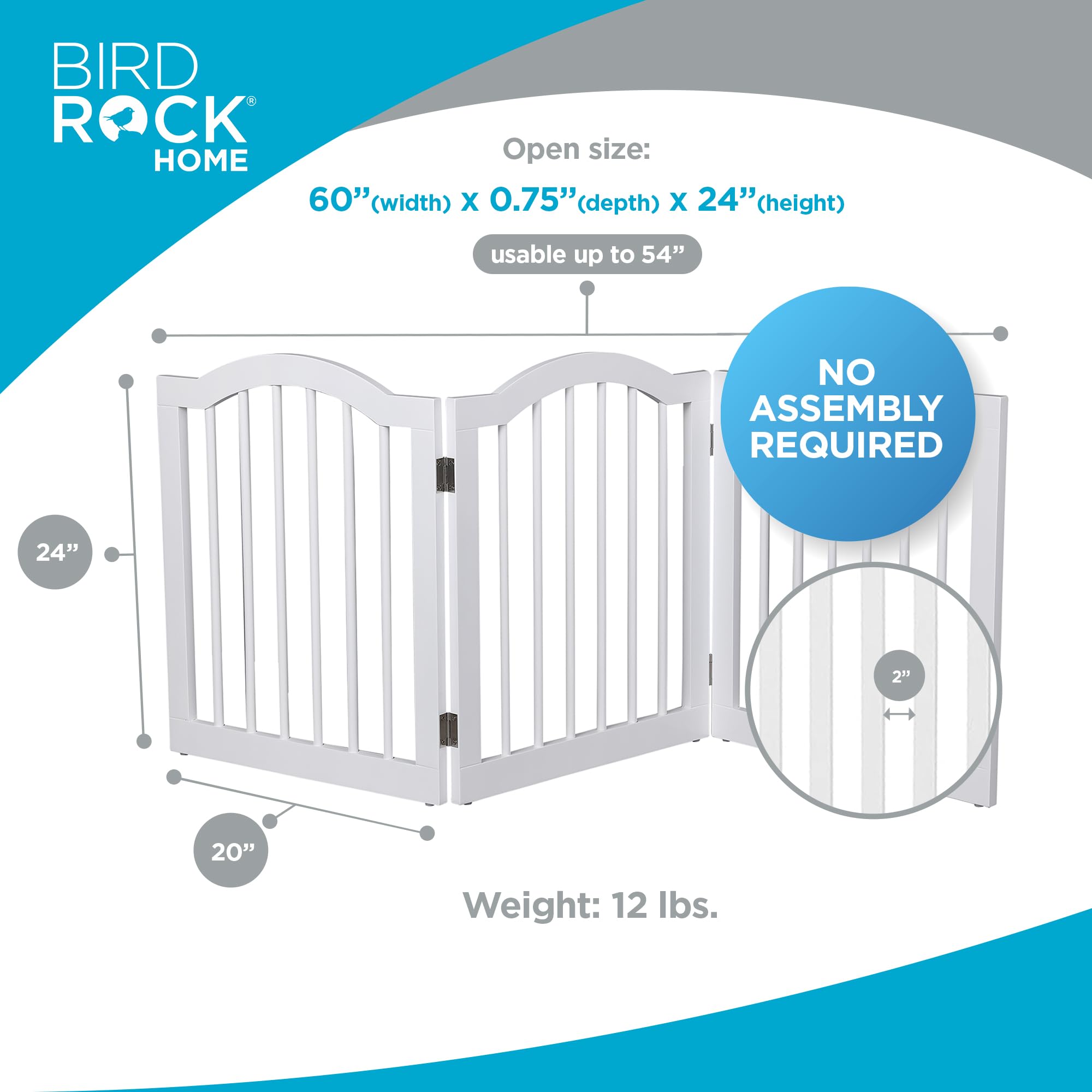 Internet'S Best Arched Top Dog Gate | 3 Panel, 24' H Wooden Pet Barrier For Dogs Or Cats | Freestanding Folding Room Divider For Doorways, Hallways, Stairs, And Porch | Portable, Extra Wide | White