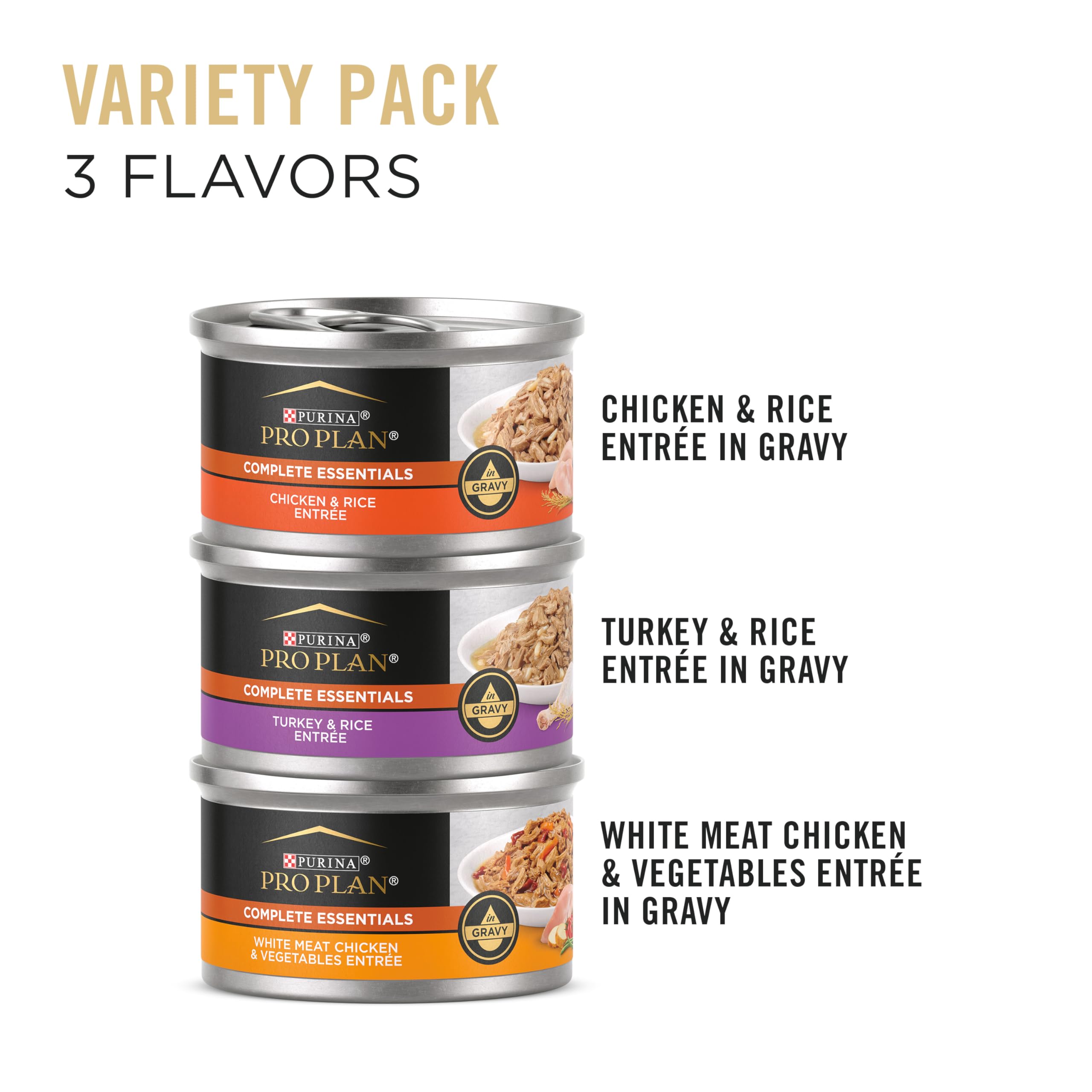 Purina Pro Plan Gravy, High Protein Wet Cat Food Variety Pack, Complete Essentials Chicken and Turkey Favorites - (2 Packs of 12