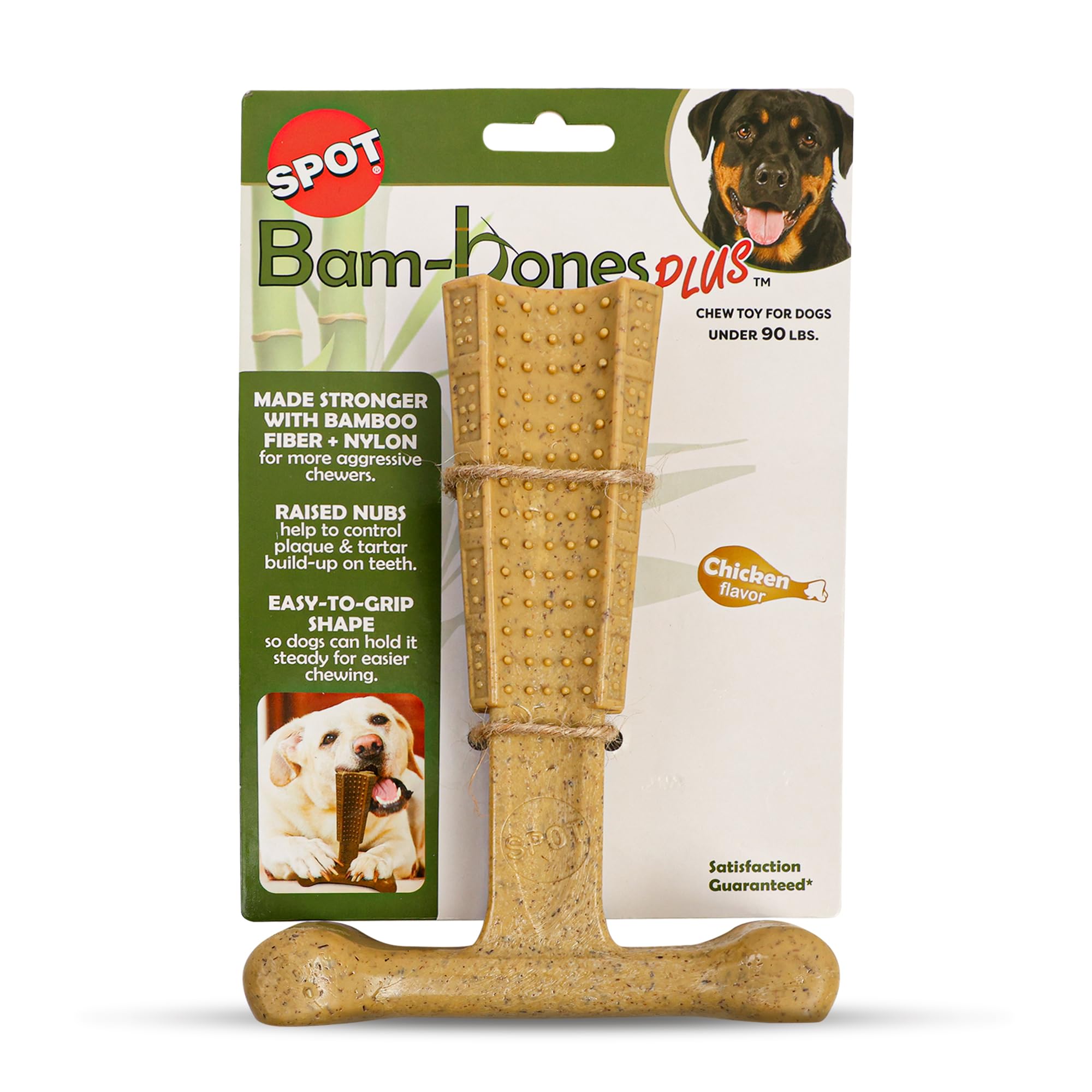 Spot By Ethical Products - Bambone Plus - Easy Grip Durable Dog Chew Toy For Aggressive Chewers - Great Dog Chew Toy For Puppies And Dogs Dog Toy - Chicken - Large