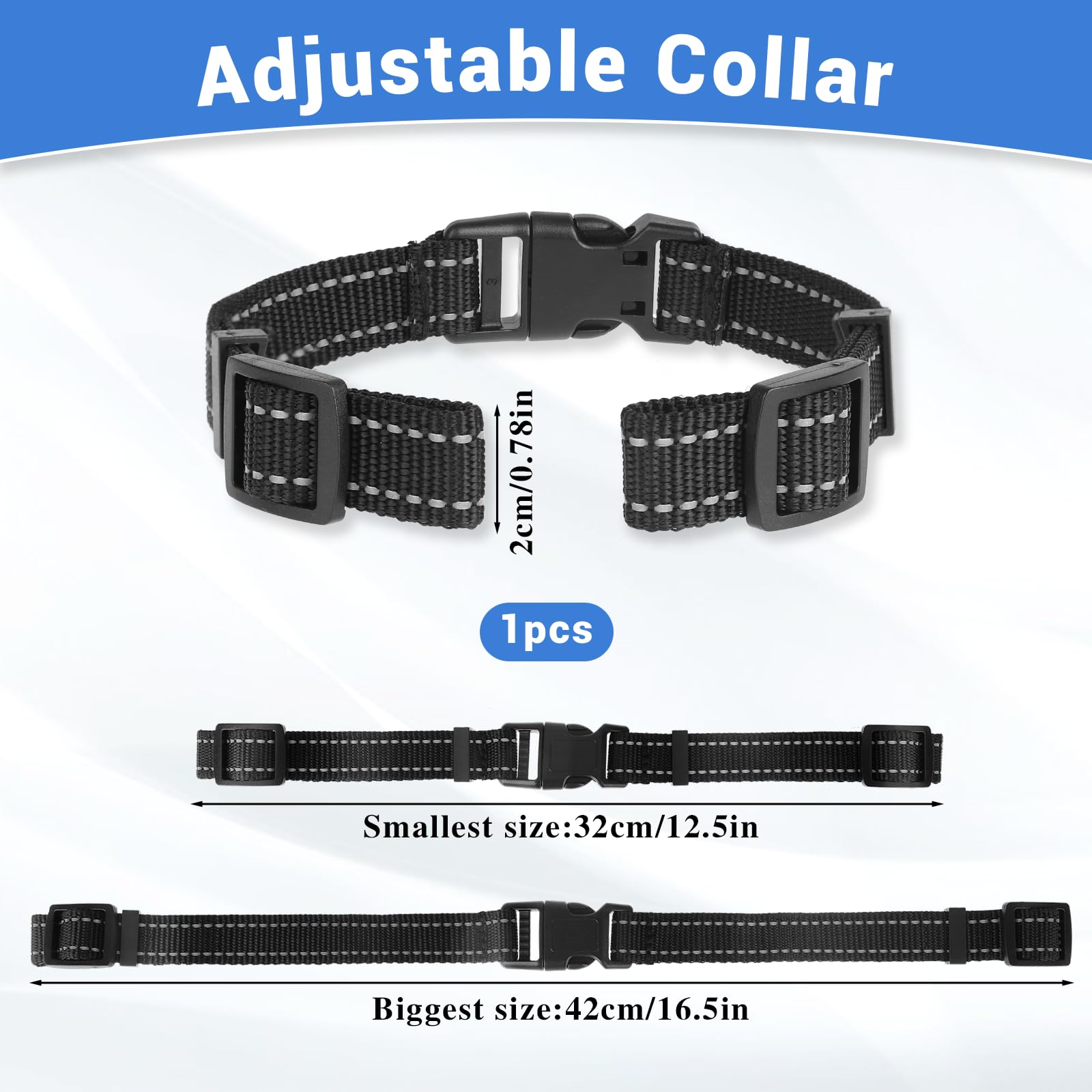 KALIONE Reflective Dog Collar Replacement Strap - Heavy Duty E Collar for Training Small Medium Large Dogs (2cm Wide)