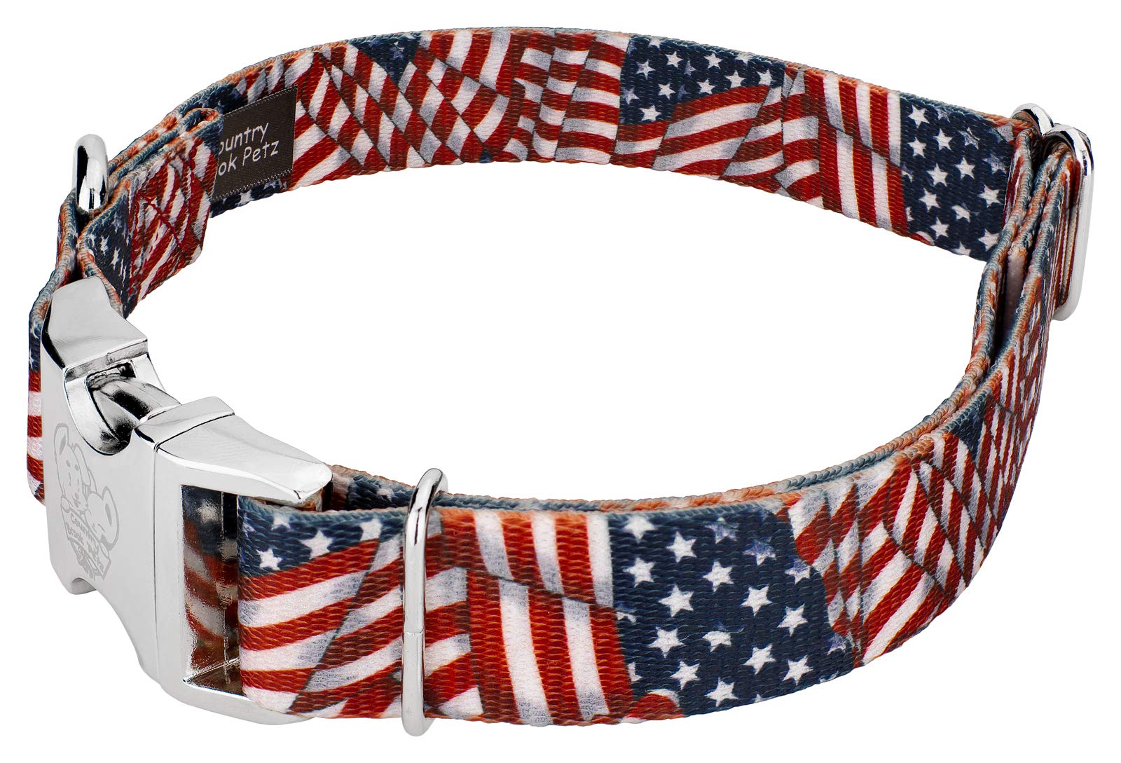 Country Brook Petz - Premium Patriotic Tribute Dog Collar - Americana Collection Featuring Patriotic Designs (5/8 Inch, Small)