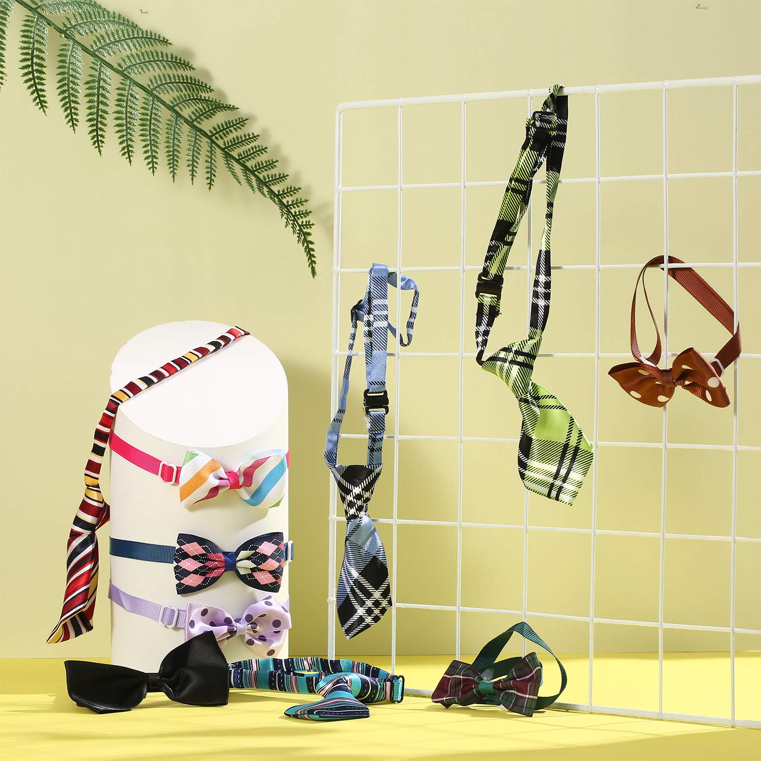 Frienda 20 Pieces Dog Ties Assorted Small Pet Bow Ties Festival Neckties with Adjustable Collar for Dog Cat Grooming Accessories