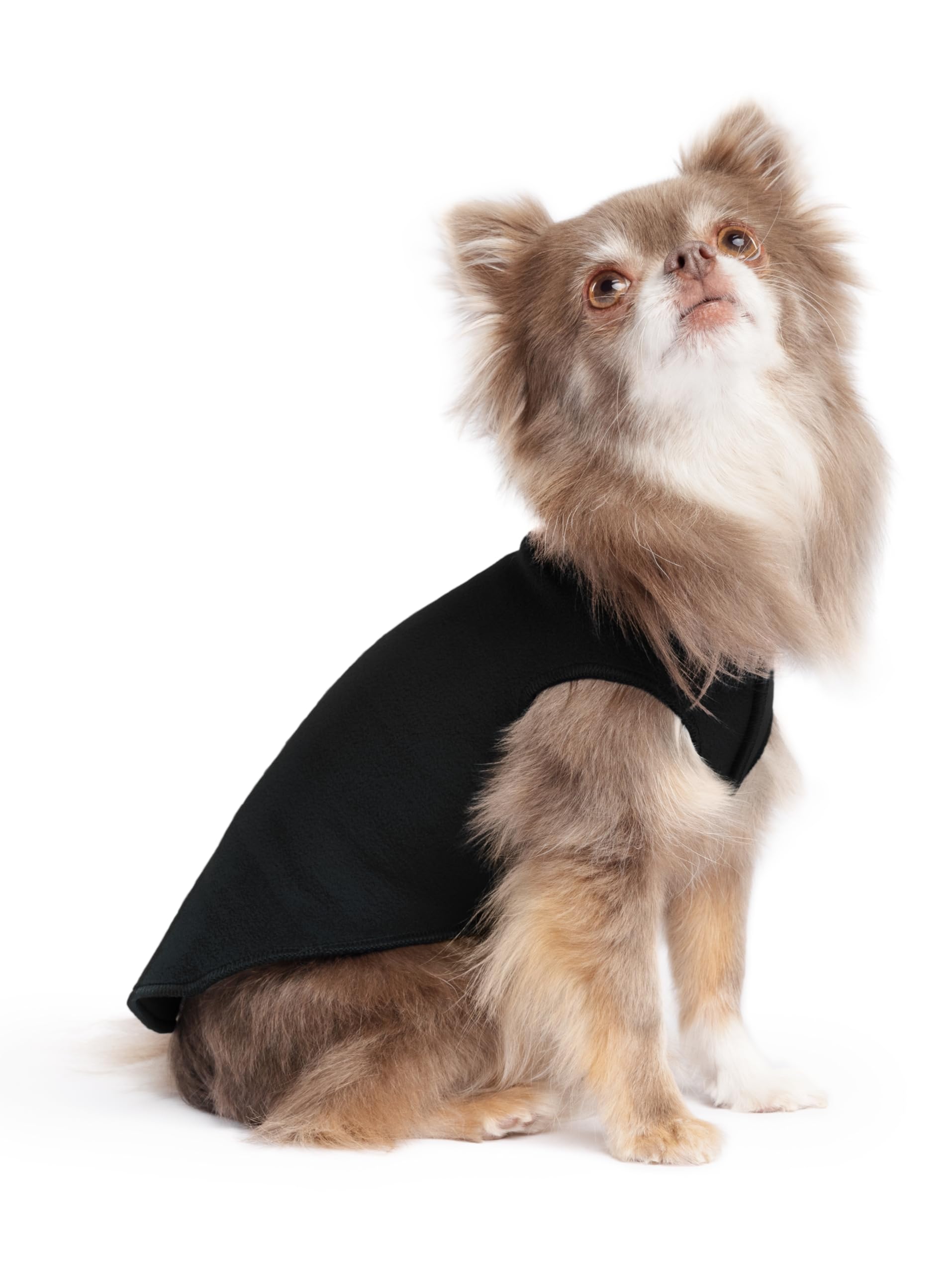 Gold Paw Stretch Fleece Dog Coat, Stretchy Pet Sweater, Machine Washable Pullover For Winter And Fall, Black, 6