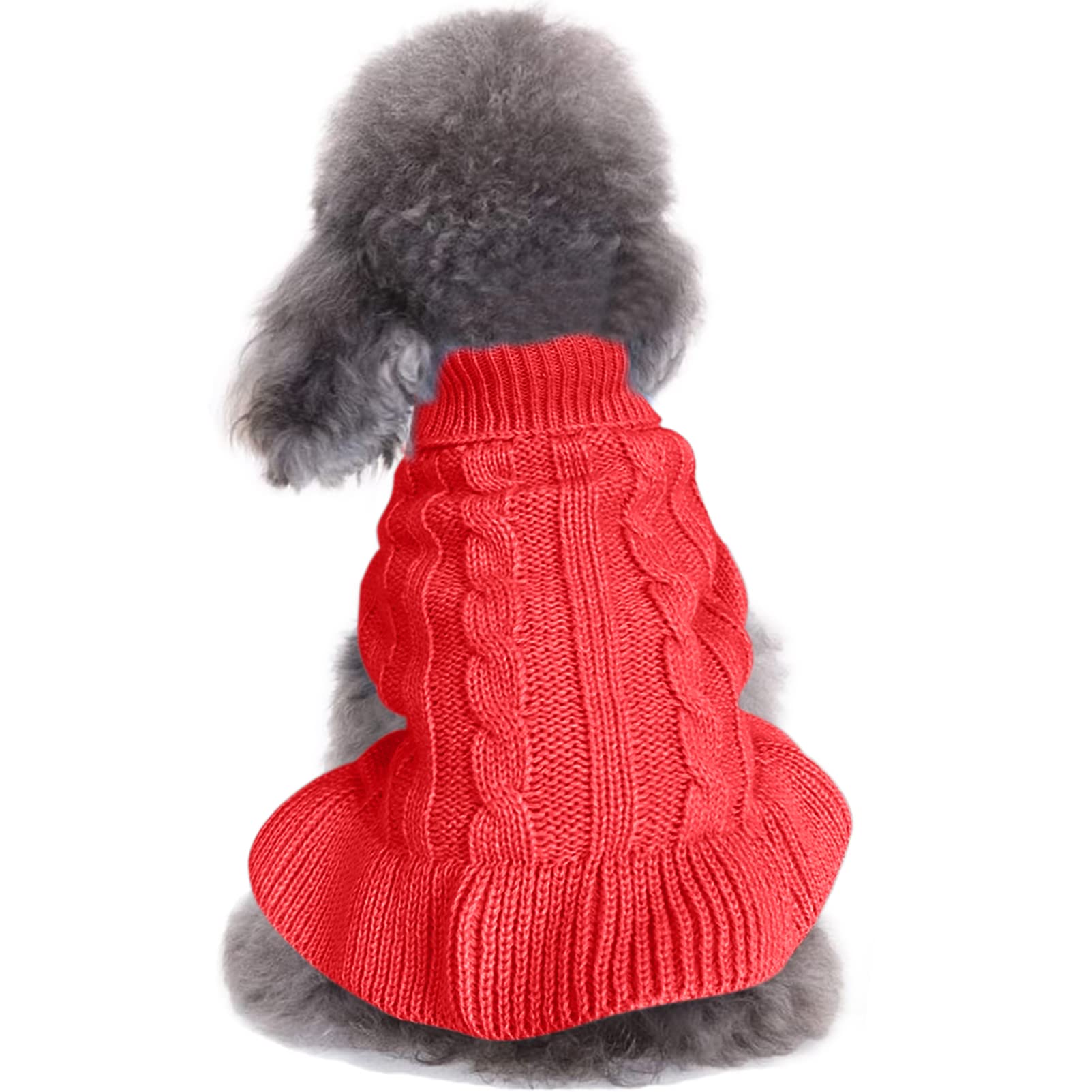Chborchicen Small Dog Sweaters Knitted Pet Cat Warm Dog Sweatshirt Winter Clothes Kitten Puppy Sweater (Xxs, Dress-Red)