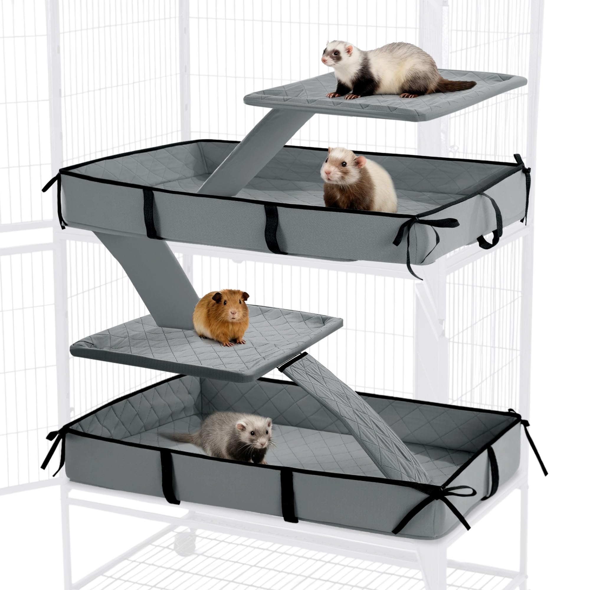 HOMBYS Waterproof Ferret Cage Liner Set with Splash Guard for Ferret Cage, Extra High Edges for Cleanliness, Soft Washable Cage 