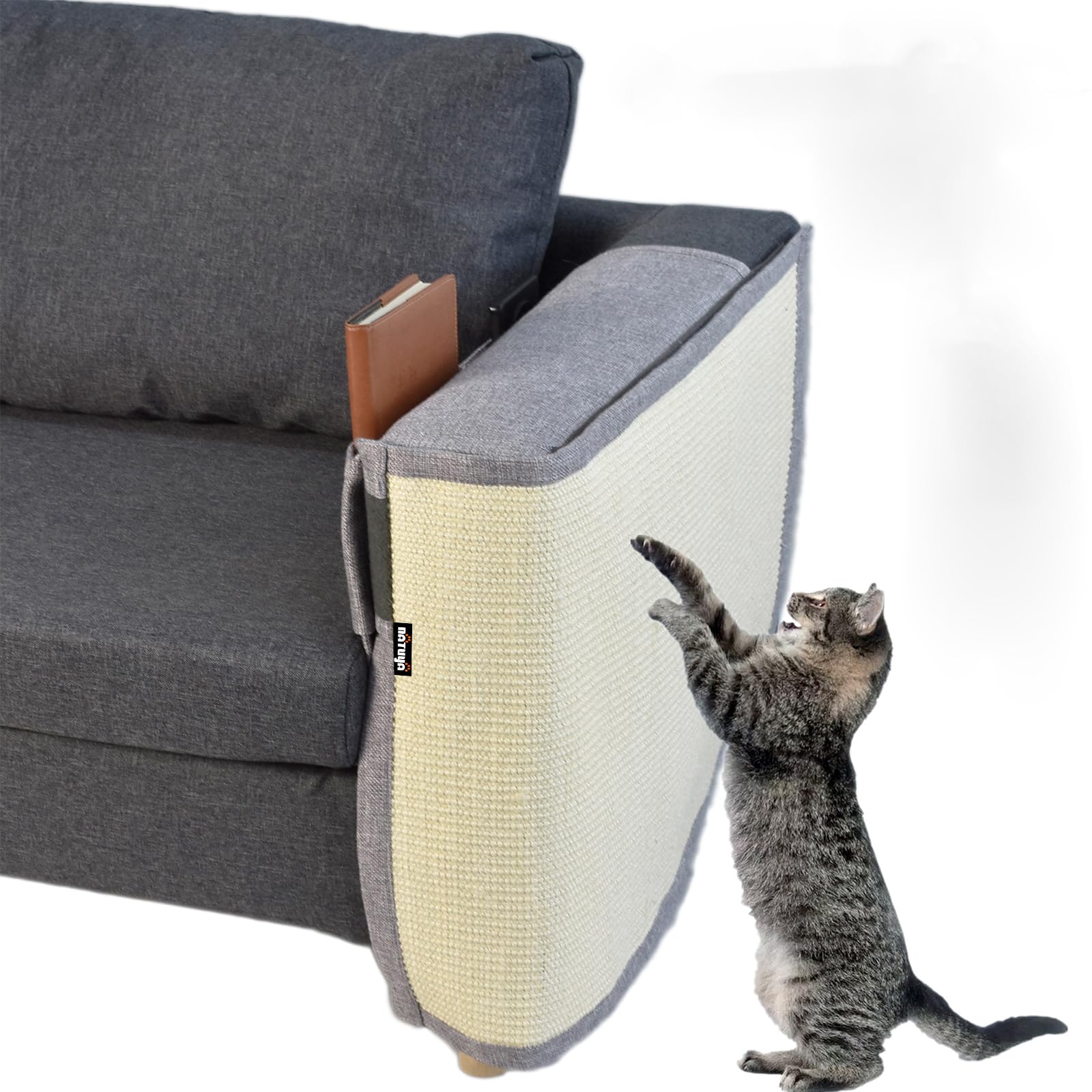 Natuya Furniture Protectors From Cats - Couch Protector From Cat Claws With Sisal Scratching Pad Anti Cat Scratch Furniture Couch Sofa Corner (Light Gray, Left)