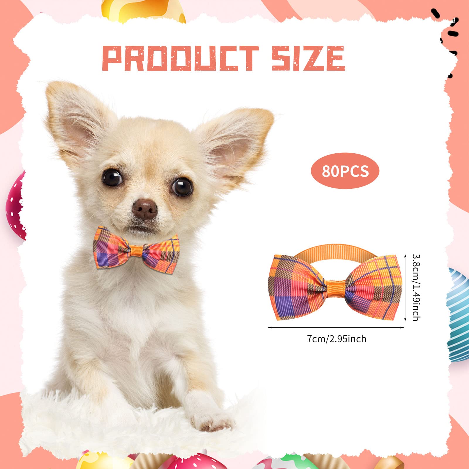 Wesiti 80 Pcs Dog Bow Ties For Small Dogs Assorted Pattern Pet Bowtie Collar Bows Cat Tie Collar Bowtie For Small Medium Puppy P