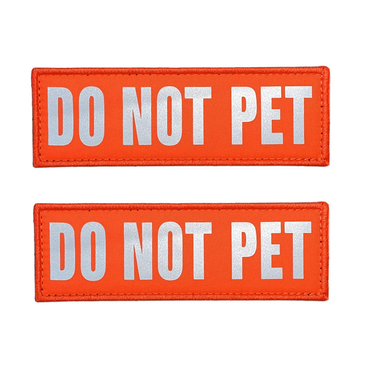 Jujupups Orange Reflective Dog Patches 2 Pack Service Dog,In Training,Do Not Pet,Patches With Hook And Loop For Vests And Harnesses(Do Not Pet, 4X1 Inch)