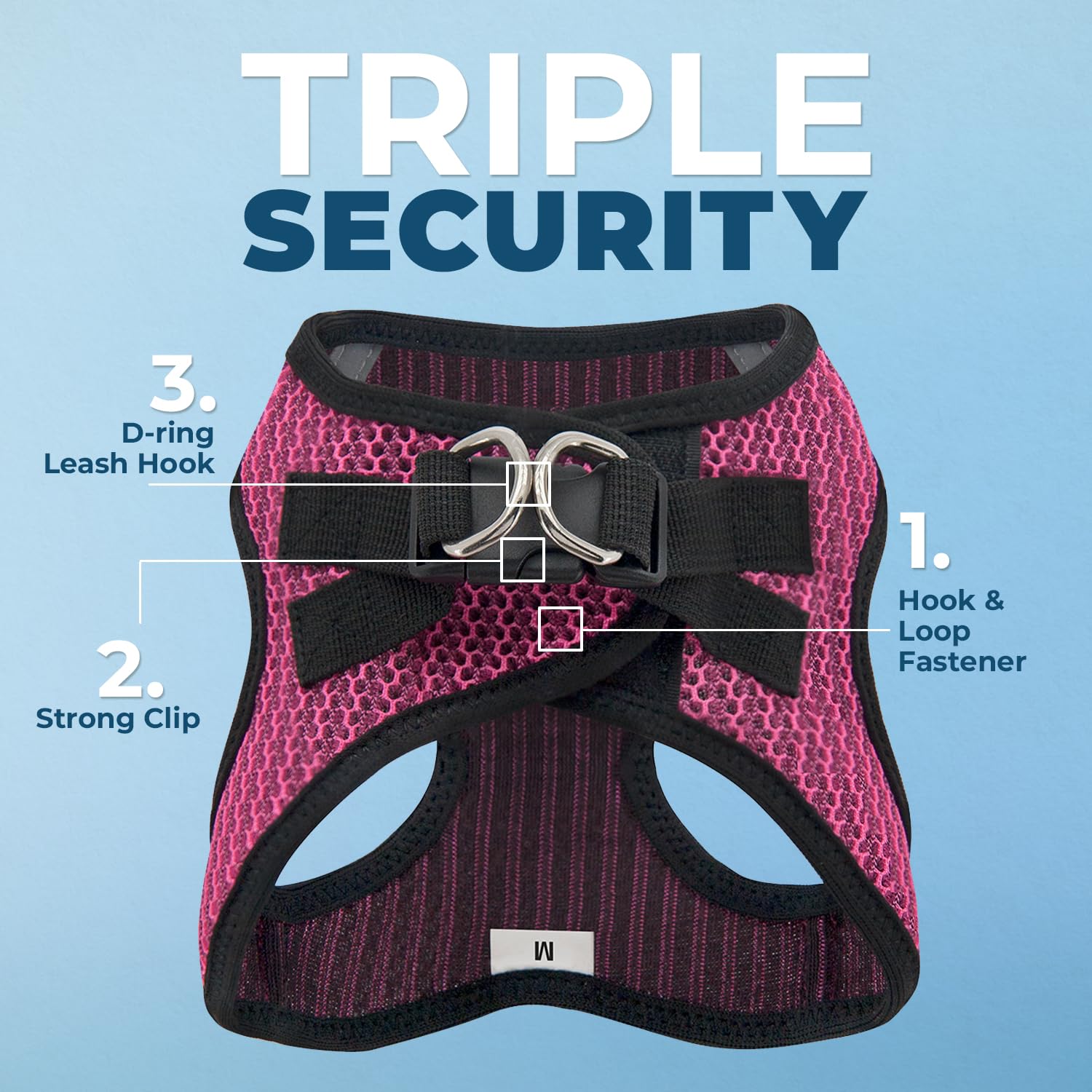 Voyager Step-In Air Dog Harness - All Weather Mesh, Reflective, No Pull Harness For Small, Medium Dogs, Cats - Secure With Hook & Loop Fastener, Buckle, Double D-Rings - Fuchsia 2-Tone, Xs