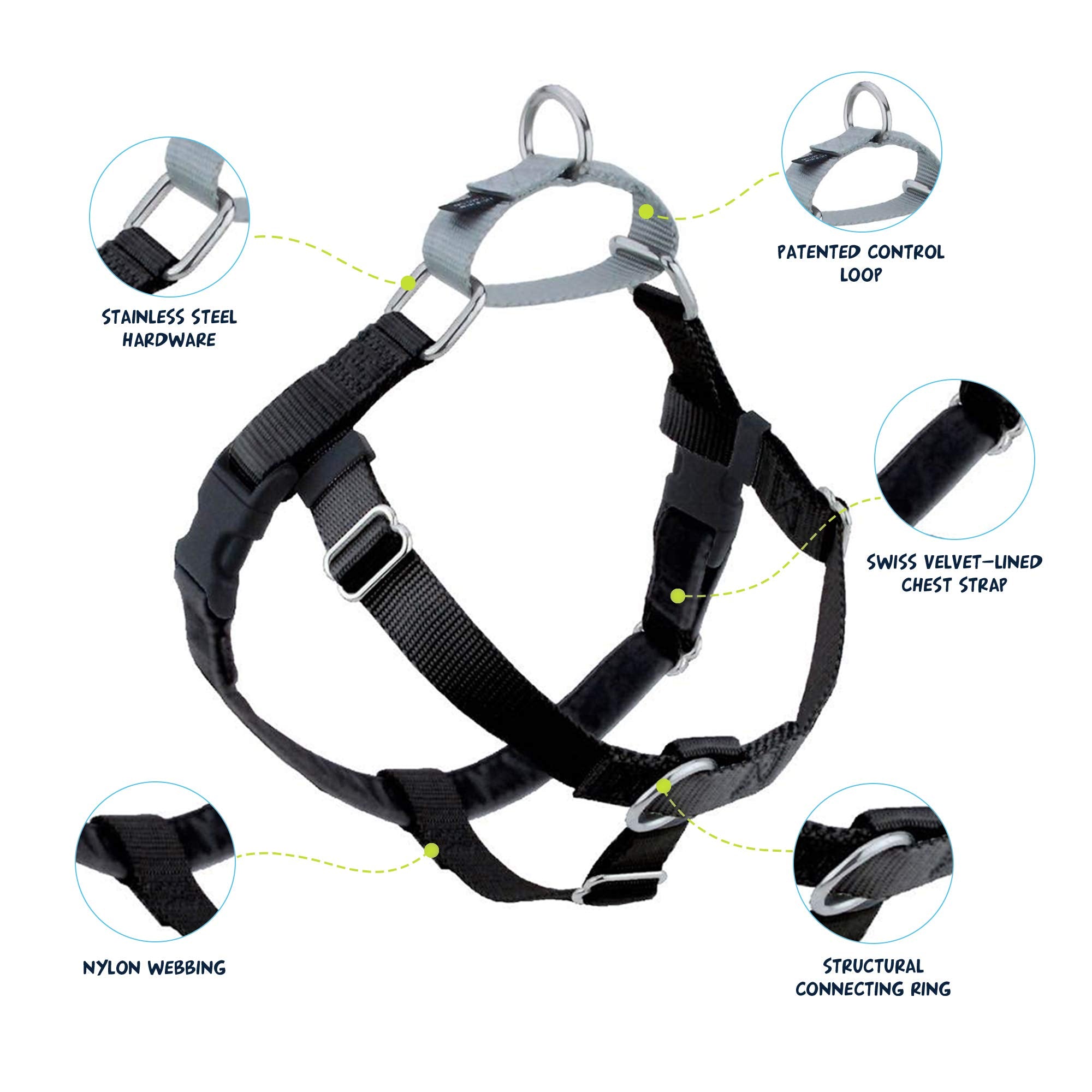 2 Hounds Design Freedom No Pull Dog Harness  Comfortable Control for Easy Walking  Adjustable Dog Harness  Small, Medium & Large