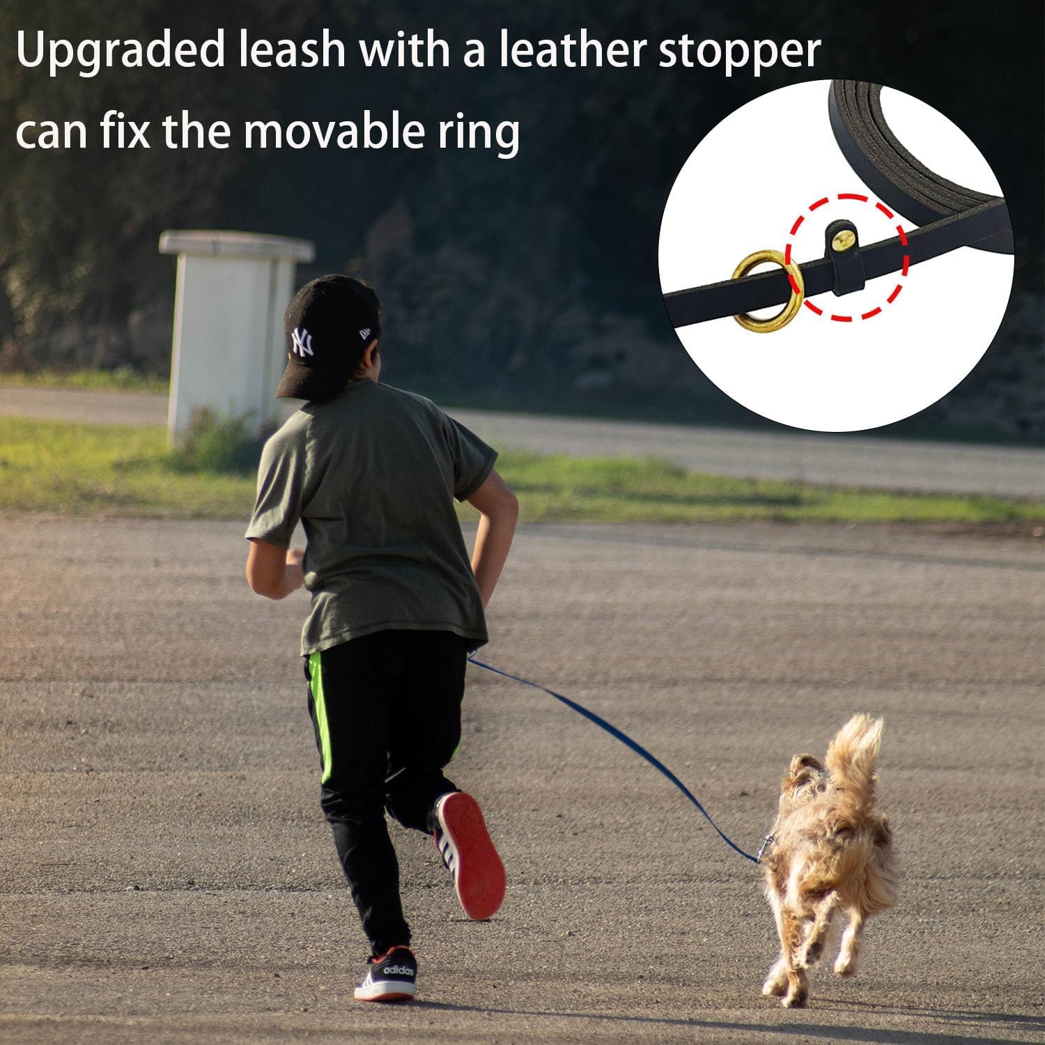 Lwbmg Multi-Function Genuine Leather Dog Leash 8Ft - Hands Free Double Ended Training Leash For Small Medium Dogs - Black