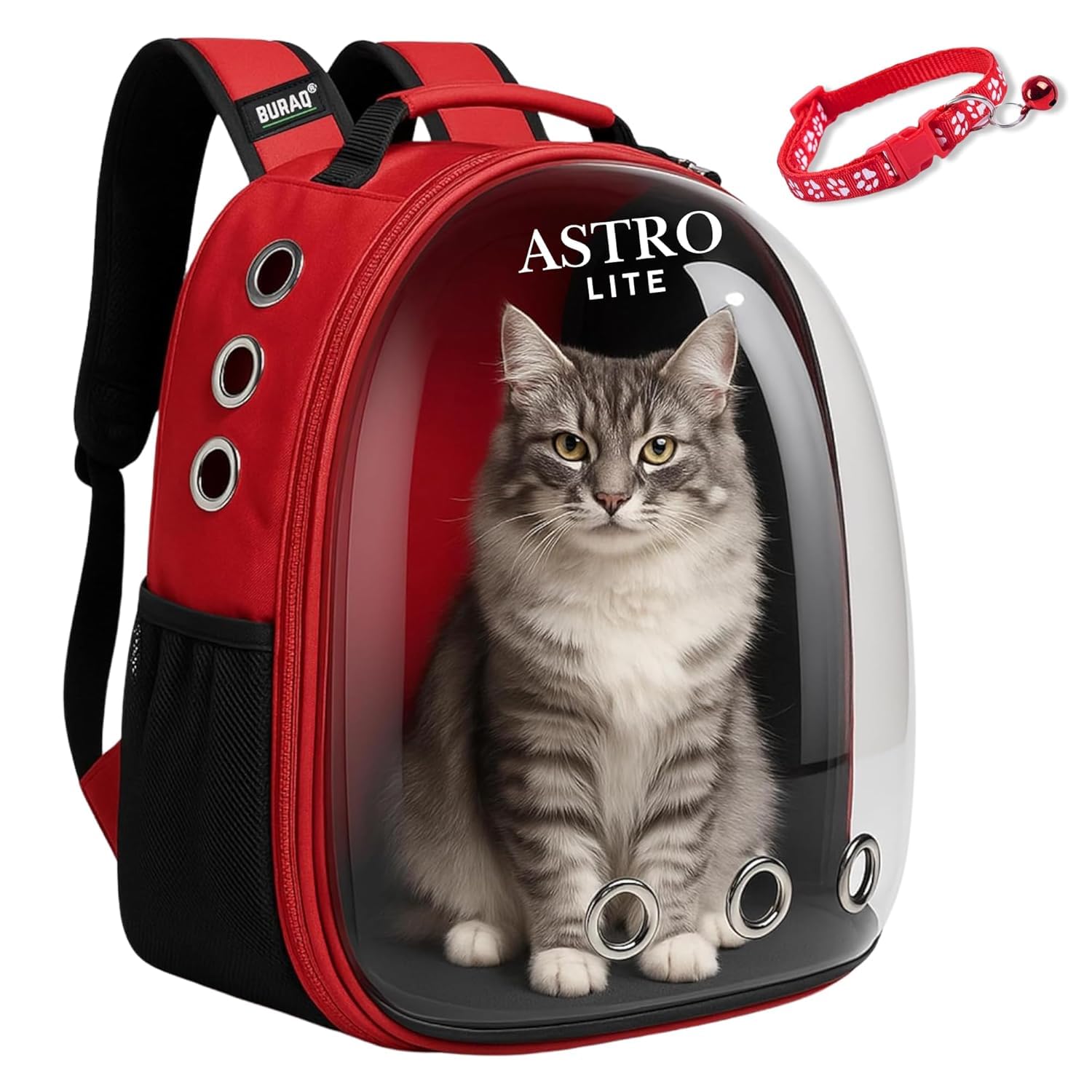 Buraq Astronaut Space Transparent Capsule Breathable Airline-Approved, Ventilate Transparent Carrier Backpack With Leash For Tra
