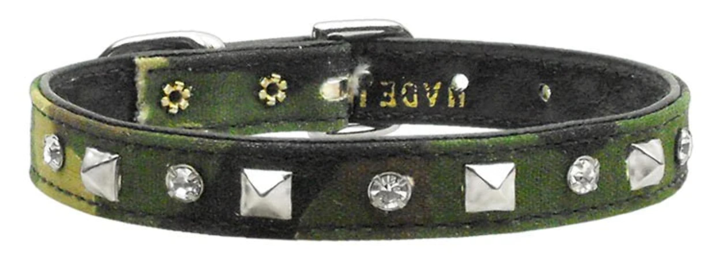 Dog, Puppy and Pet Collar, Camo Crystal & Pyramid Pink Camo 12