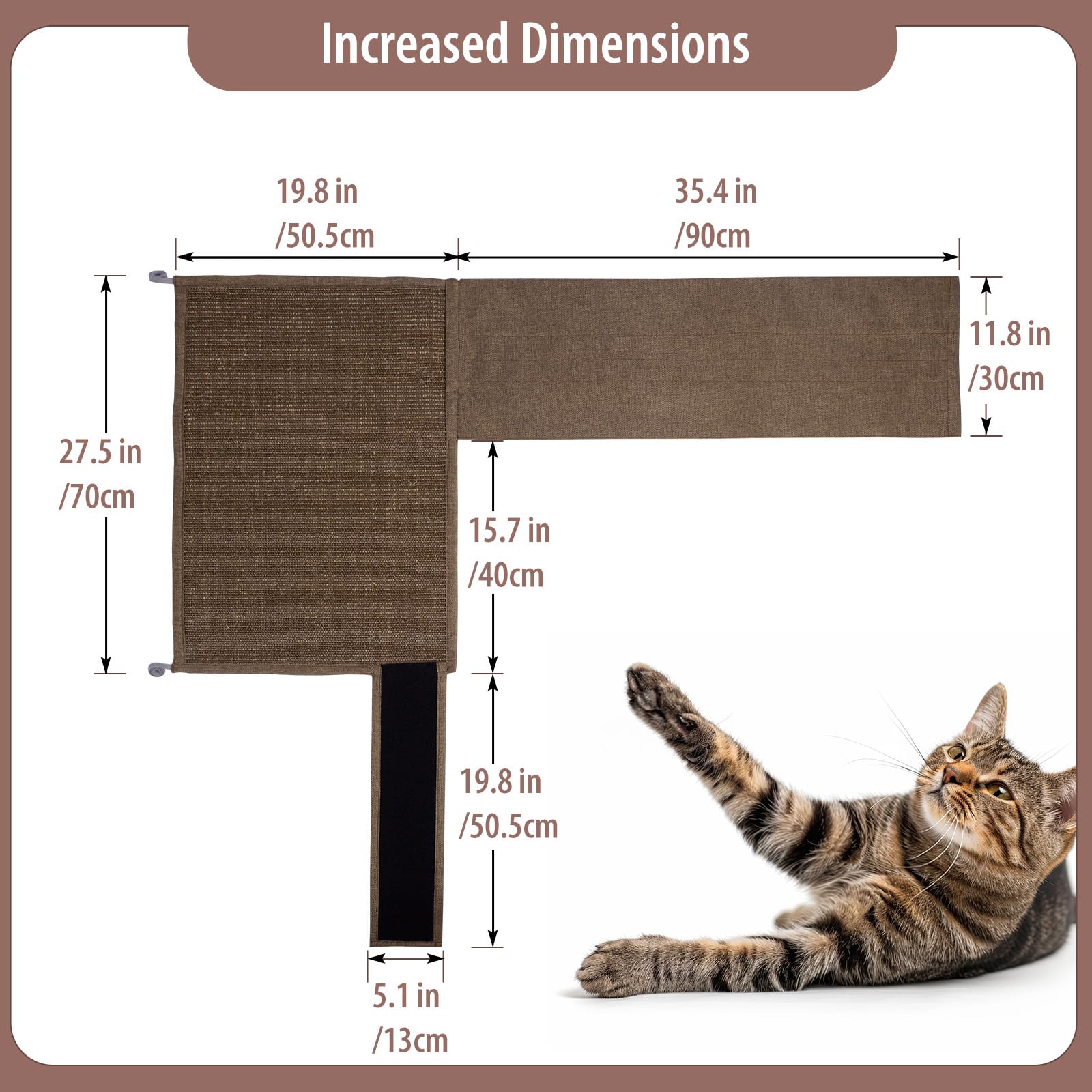 Cat Scratch Sofa Protector, 27.5X19.8 Inch Couch Protector Pad With Natural Sisal, Non-Slip Couch Arm Shield For Cats, Durable S