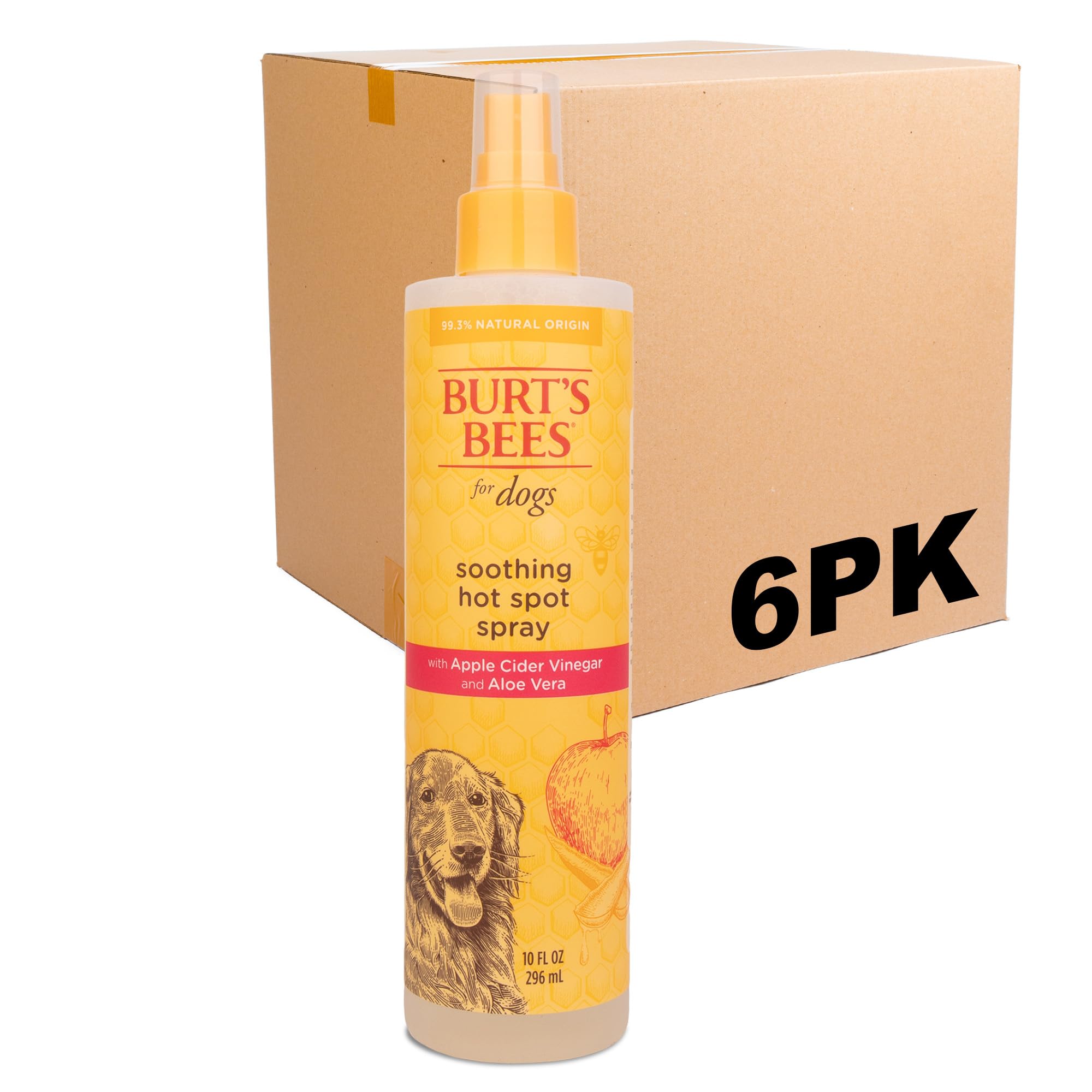 Burts Bees for Pets Hot Spot Spray with Apple Cider Vinegar and Aloe Vera, 6pk, 95% Natural Origin Formulas, Dog Spray for Itch