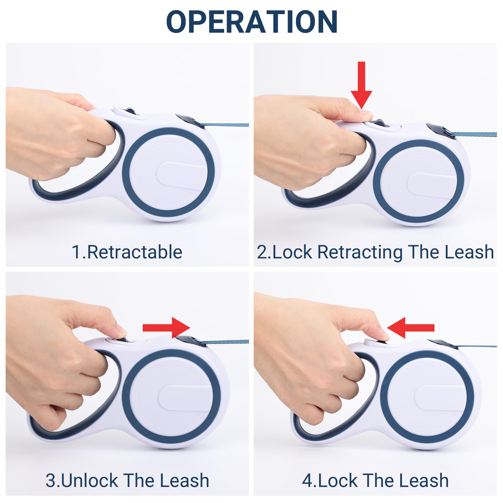 Segarty Extendable Leash, 16Ft Heavy Duty Walking Dog Retractable Leash For Medium Small Dogs Up To 44Lb, Anti-Slip Handle 360Ta