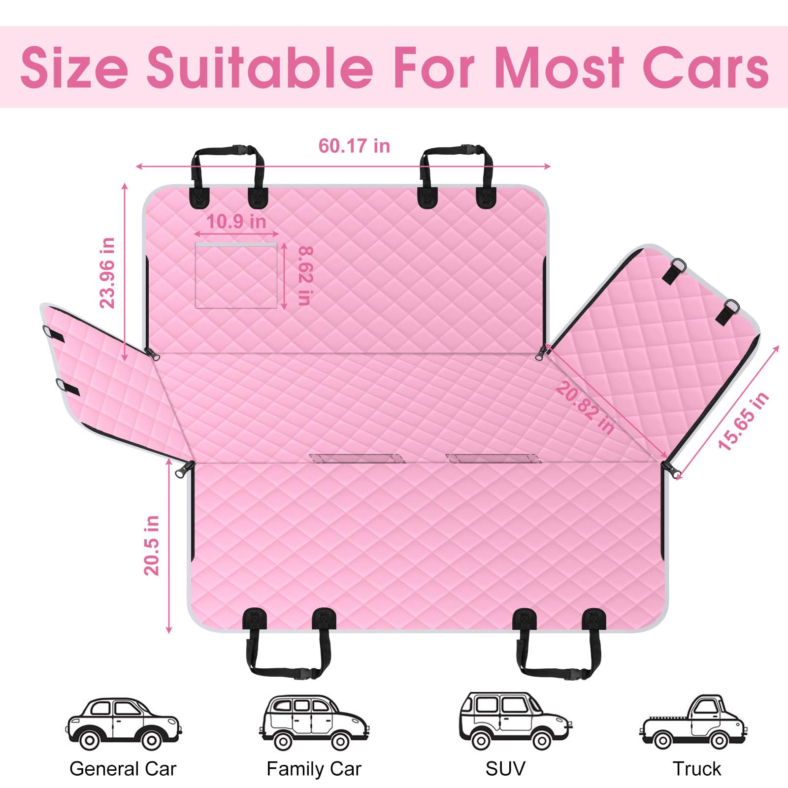 Neckory Dog Car Seat Cover, Durable Waterproof Scratch Proof Nonslip Dog Hammock, Pet Back Seat Covers With Pocket For Cars Suvs