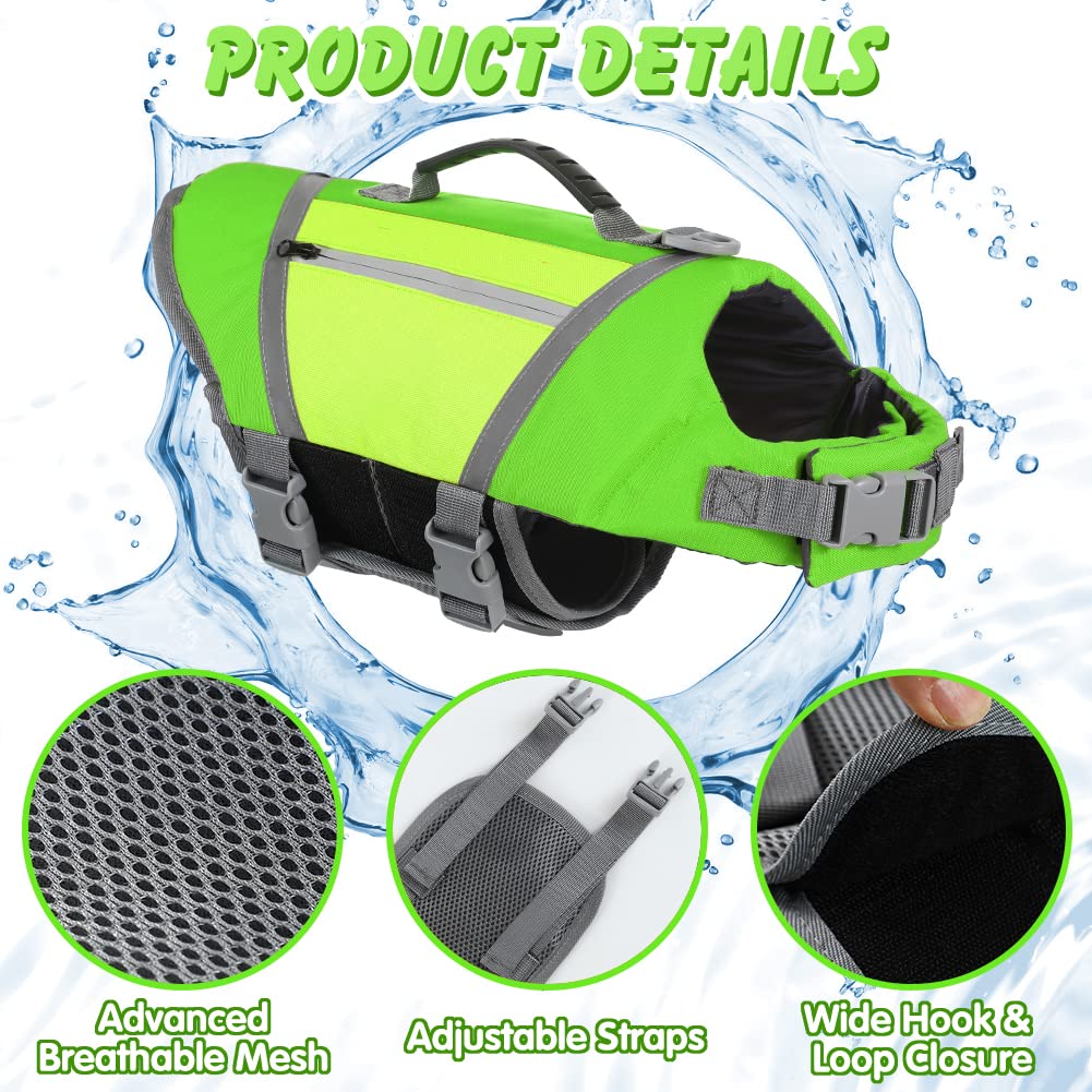 Emust Dog Life Vest, Lightweight Jacket With Pockets, Stylish Preserver With Rescue Handle & Reflective Stripes For Swimming, Bo