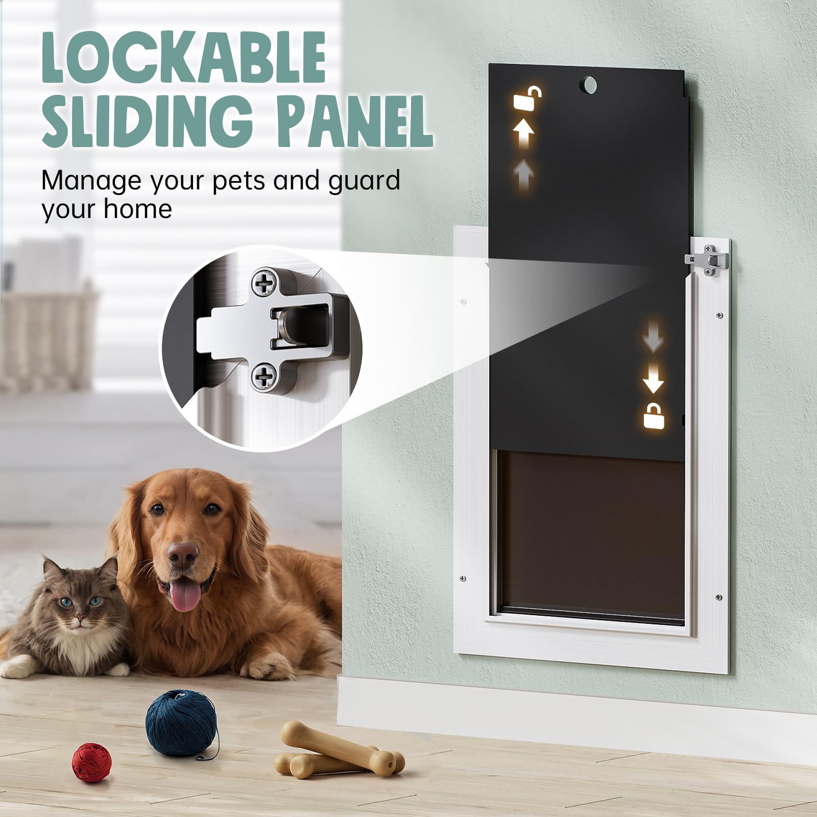 3-Flap Dog Door, All Aluminum Alloy Large Dog Doggy Doggie Door For Wall, Telescoping Tunnel, Heavy Duty Pet Door For Dogs, Insu