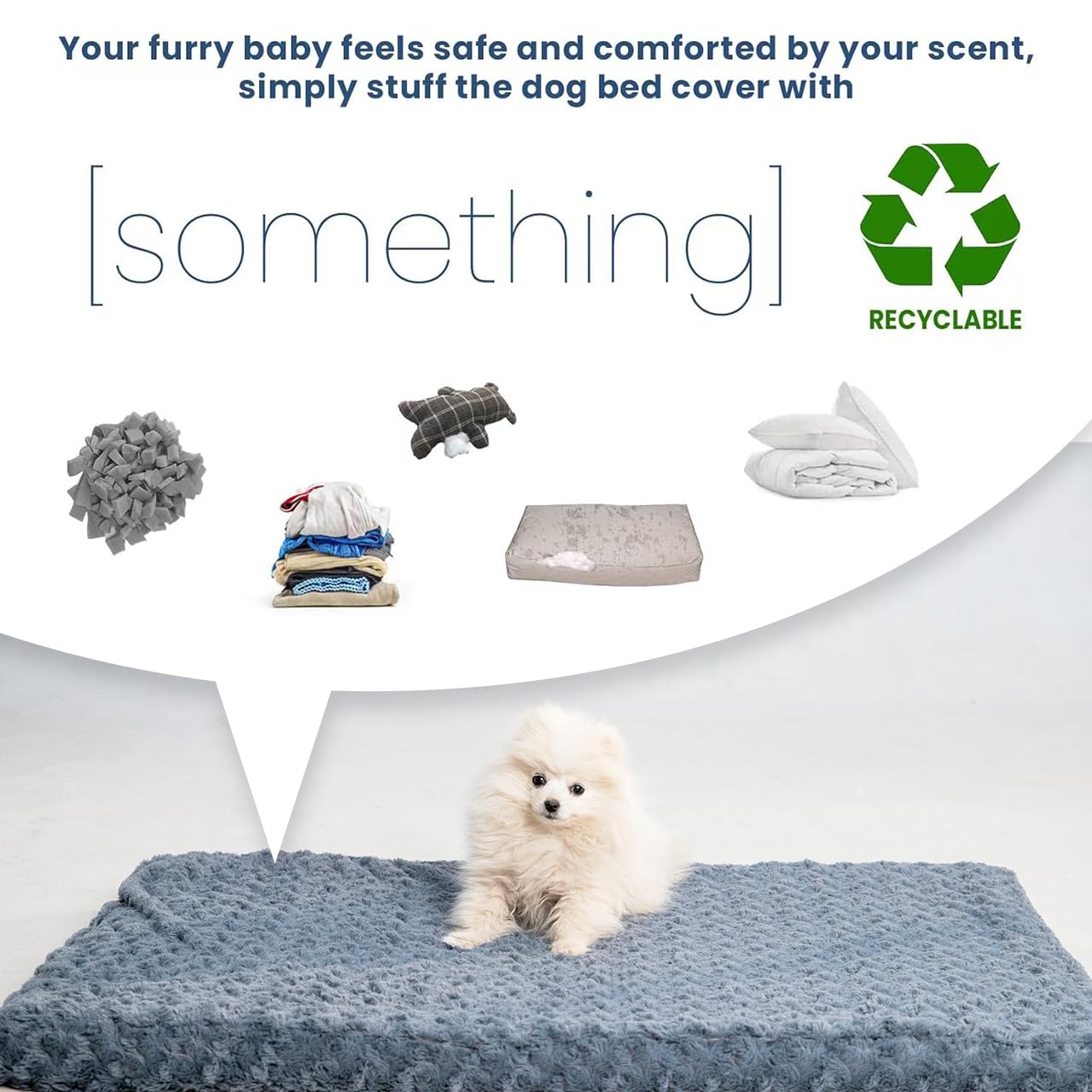 Washable Large Dog Bed Covers Soft Plush Replacement, Faux Fur Dog Bed Liner, Pet Bed Cover With Zipper 36X24X4 Inches, Grey, Co