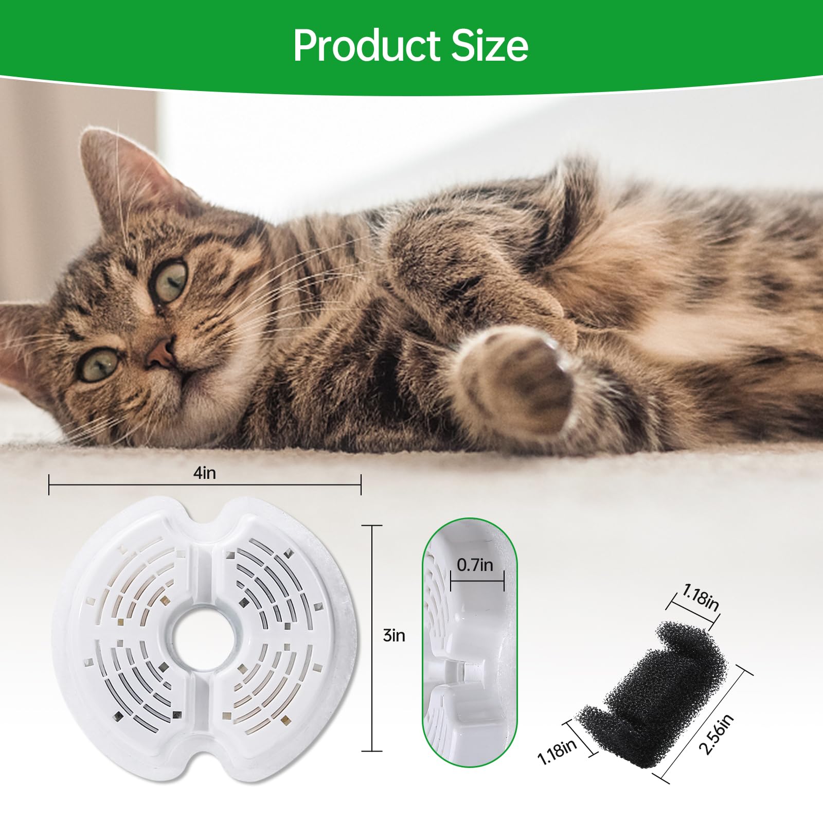 12 Packs Cat Water Fountain Filters For Ultra Silent Cat Fountain 67Oz/2L With Led Night Light, Triple Filtration System Activat