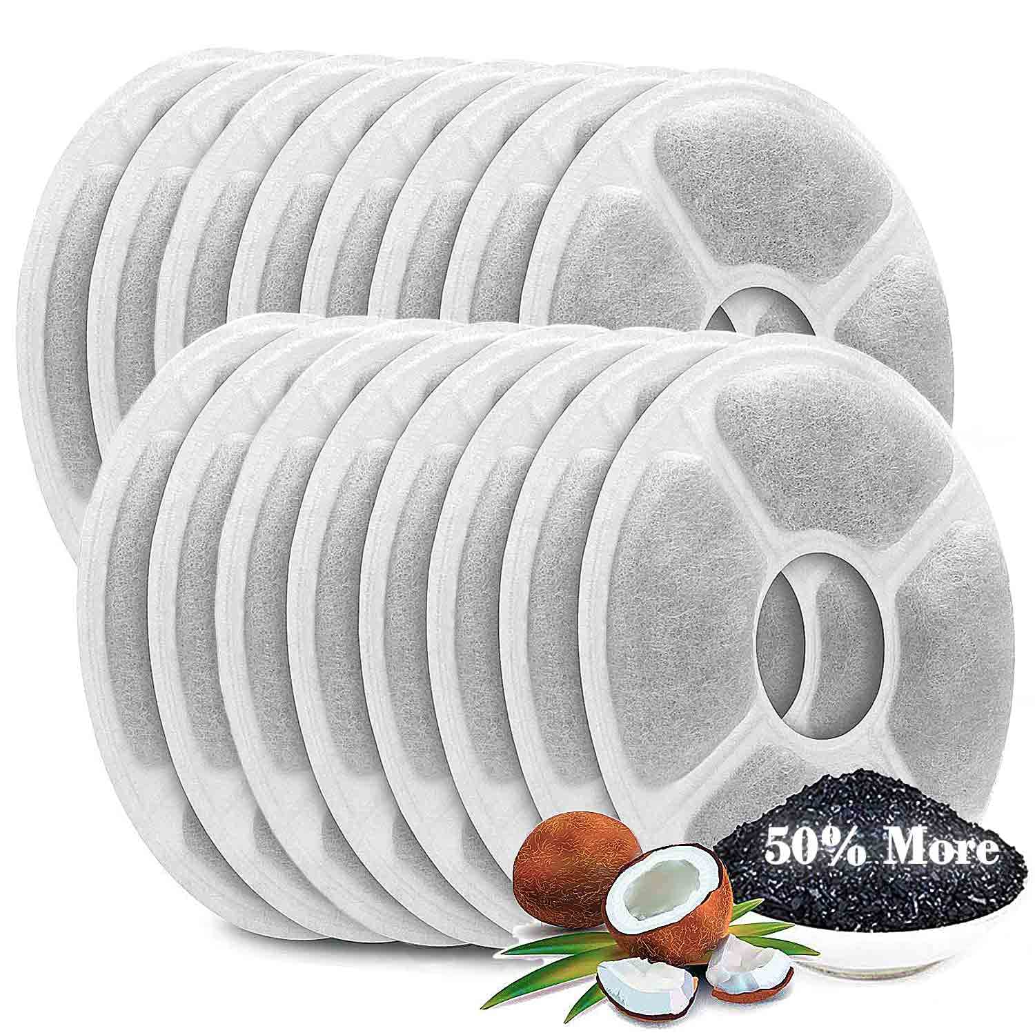 Cat Water Fountain Filters 16 Pack,50% More Activated Carbon, Genuine Cat Flower Fountain Replacement Filters For Pet Dog Drinki