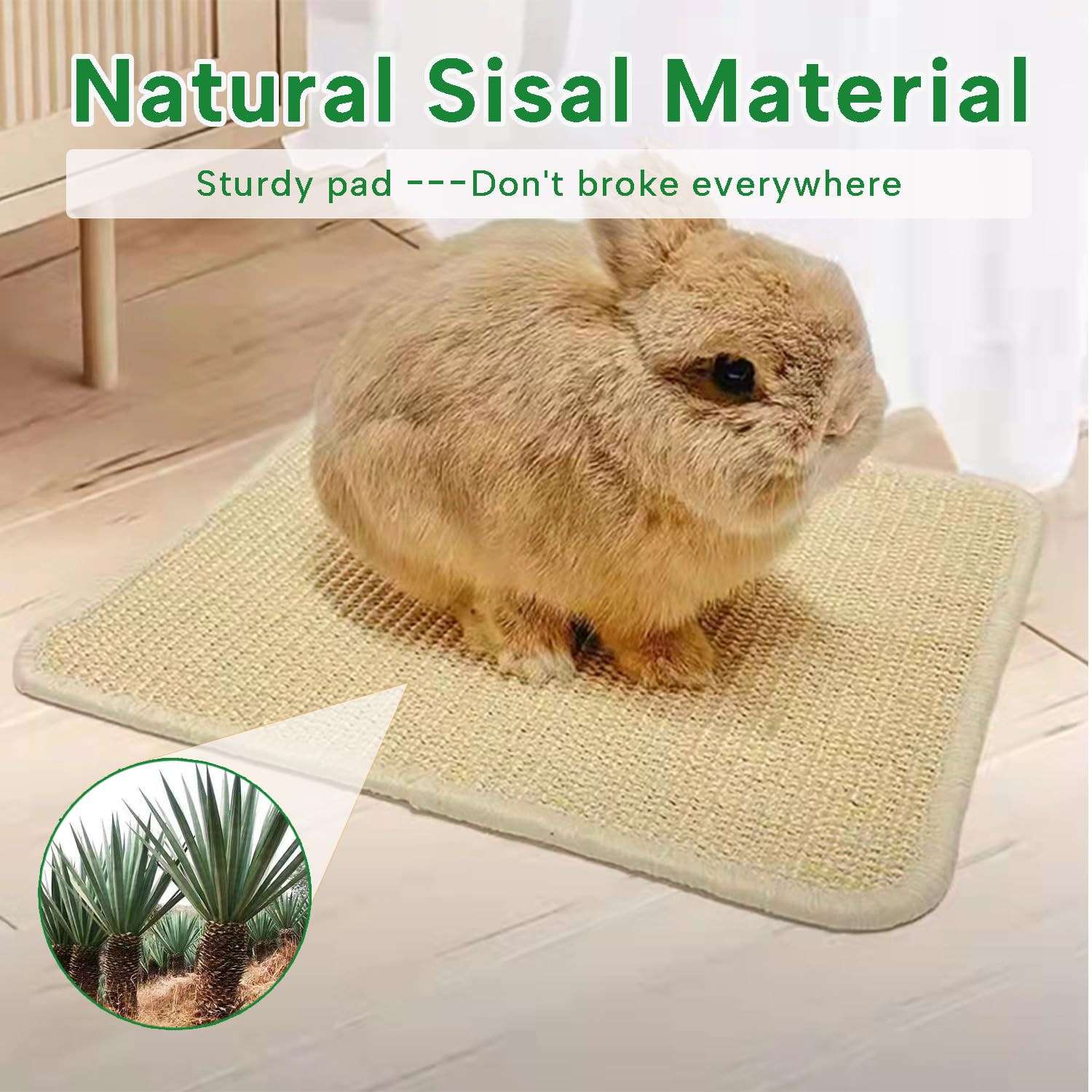 Keyide 2Pcs Rabbit Scratching Pad, Natural Sisal Bunny Scratch Mats For Nails Grinding Claw Boards For Cage Pet Guinea Pigs Chin