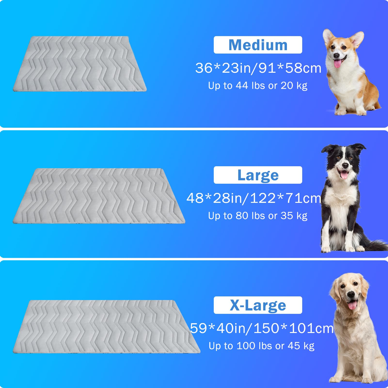 Scenereal Dog Cooling Mat Extra Large, 59X40 Reversible Self-Cooling Pad (Cool & Warm), Thicken Pet Ice Cool Bed Mat Use In
